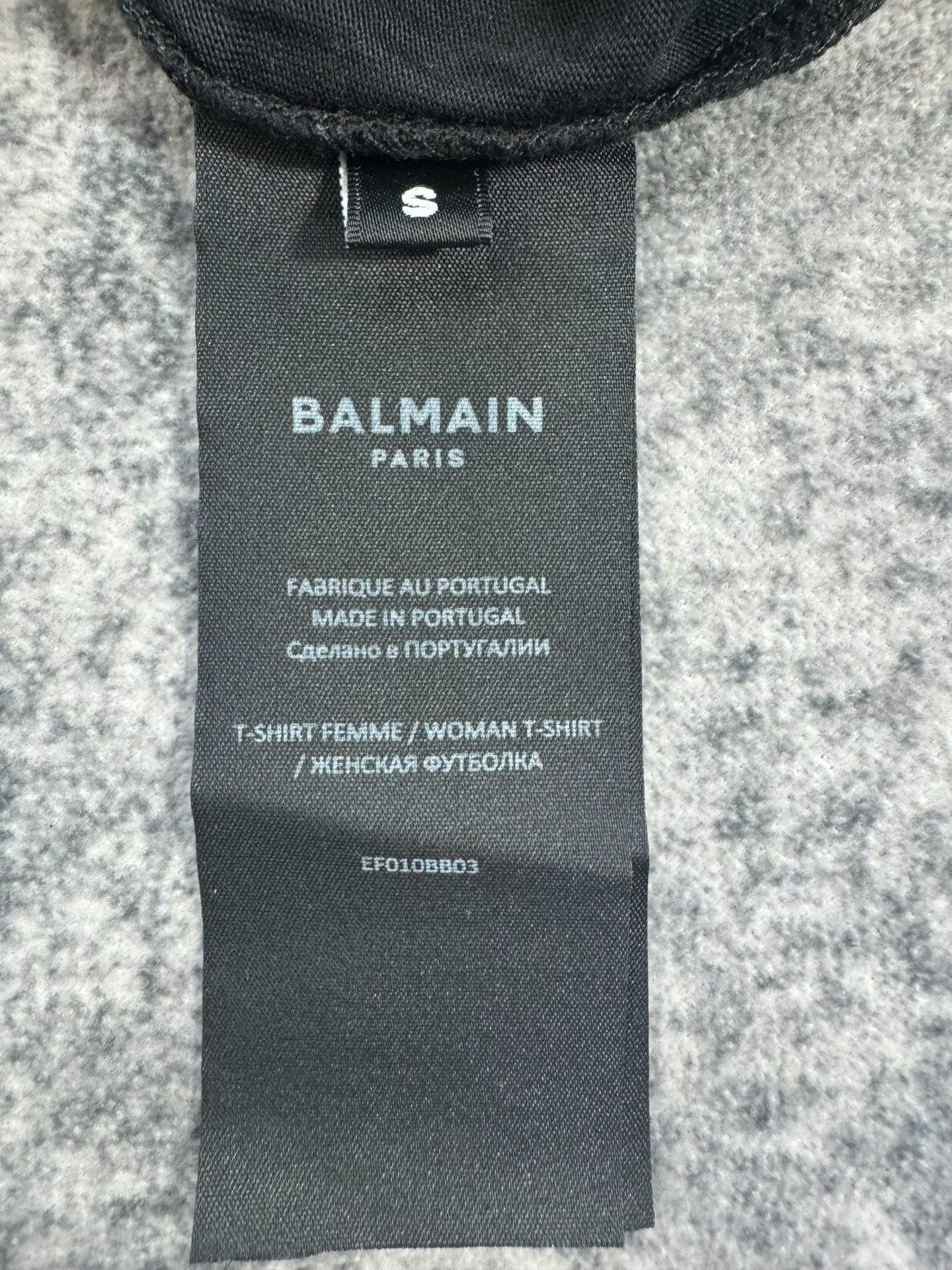 Balmain Balmain Black Rhinestone Logo Short-Sleeve Size S / US 4 / IT 40 - 6 Thumbnail