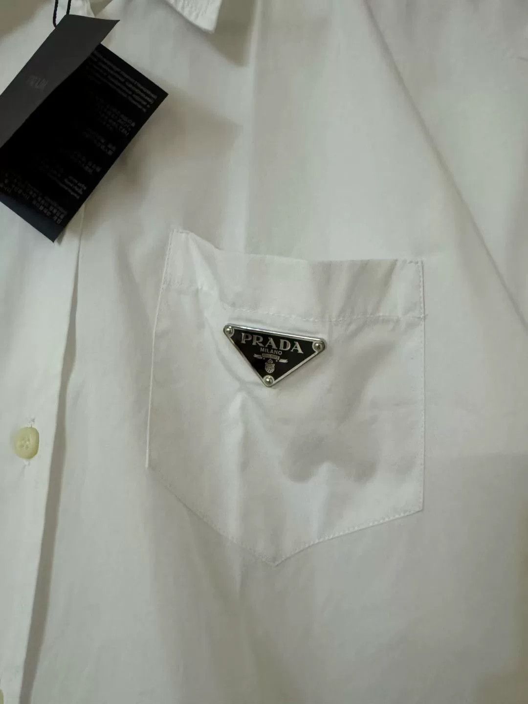Prada Prada Triangle Logo White Long Sleeve Shirt Size US M / EU 48-50 / 2 - 2 Thumbnail