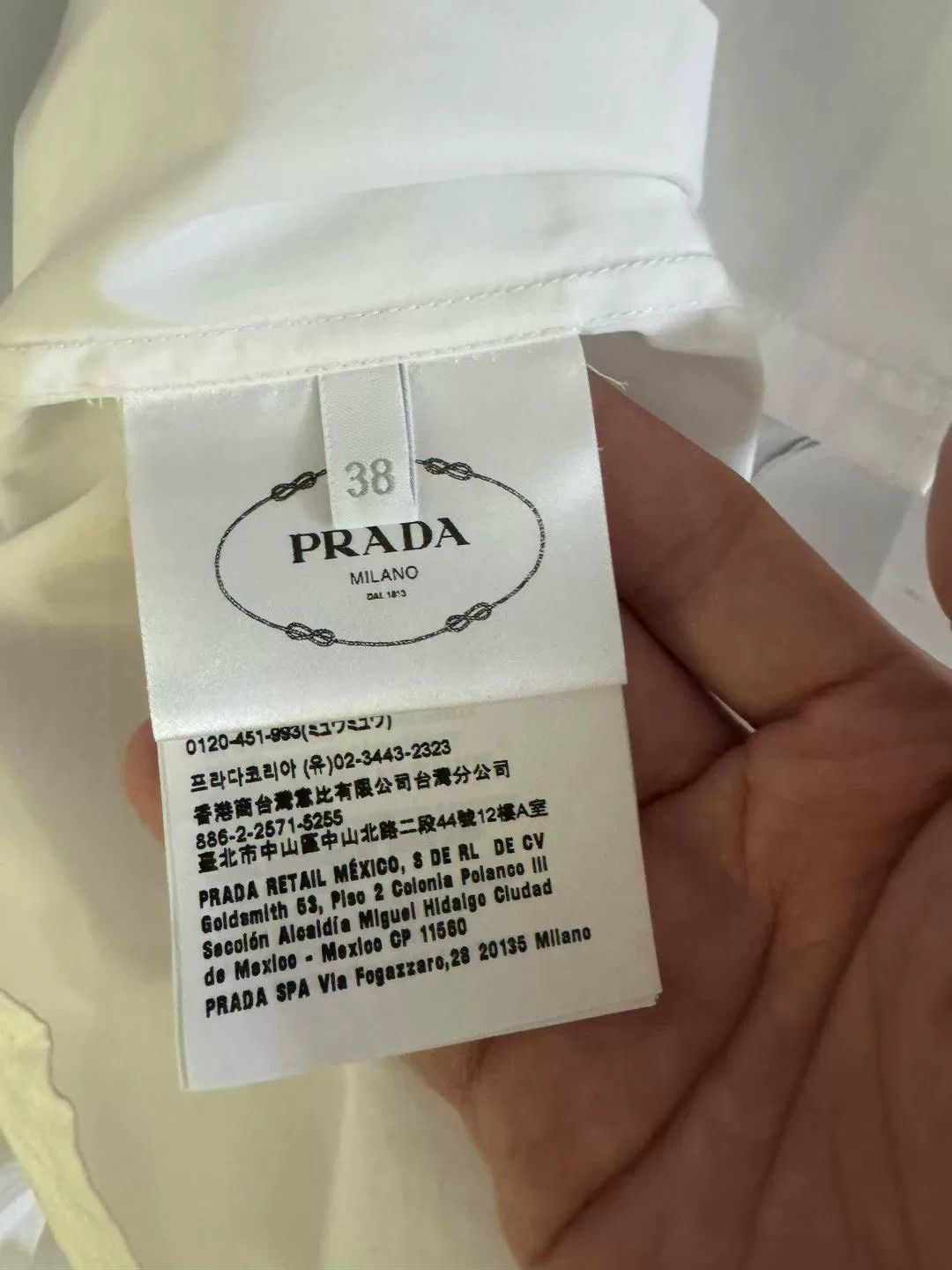 Prada Prada Triangle Logo White Long Sleeve Shirt Size US M / EU 48-50 / 2 - 5 Thumbnail