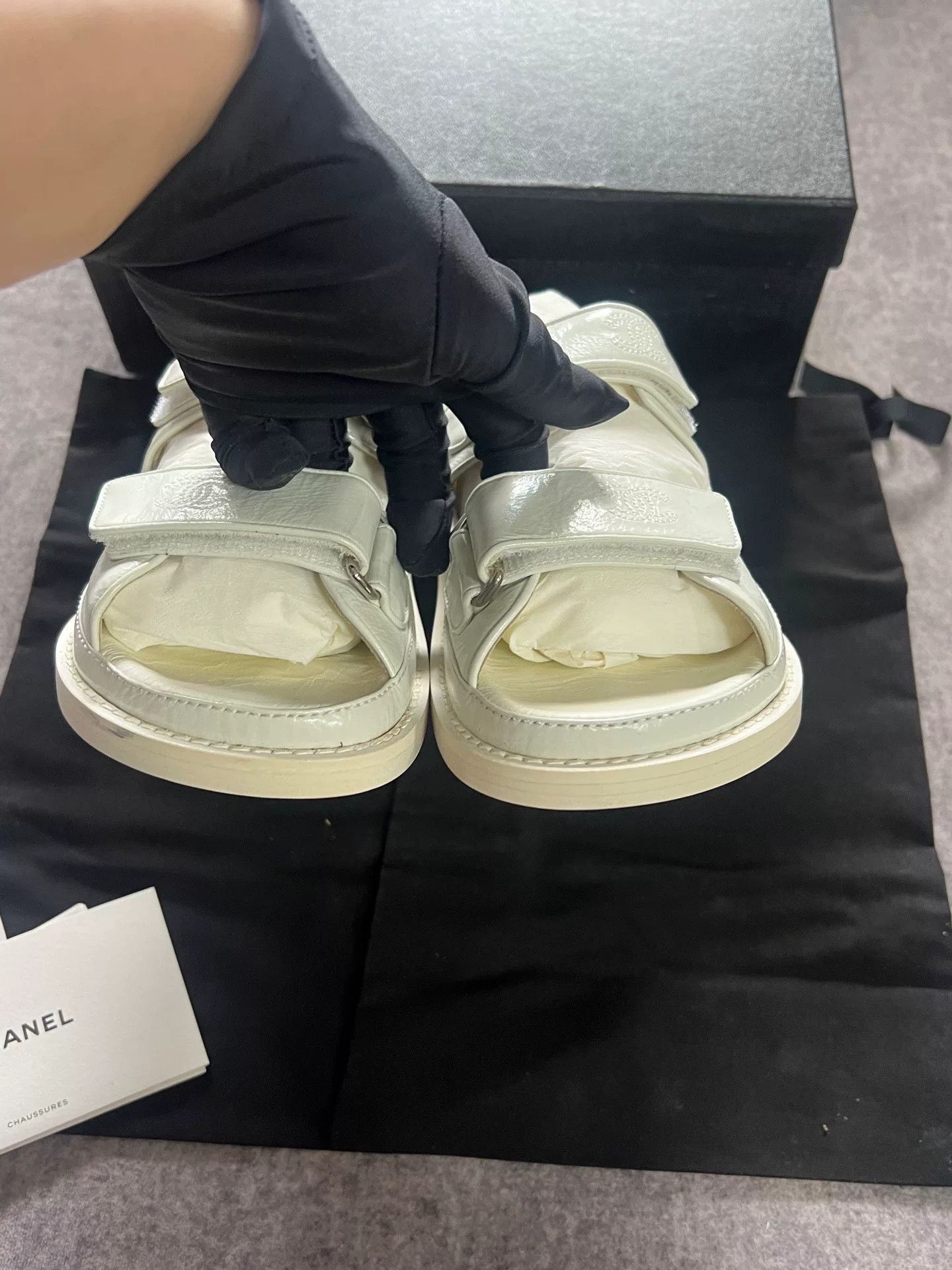 Chanel Chanel White Velcro Sandals Size US 4.5 / IT 34.5 - 4 Thumbnail