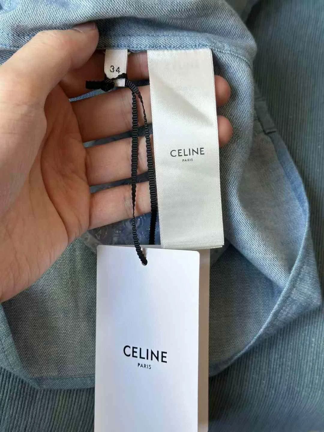 Celine Celine New Triomphe Embroidery Short Denim Shirt Size XXS / US 00 / IT 34 - 4 Thumbnail