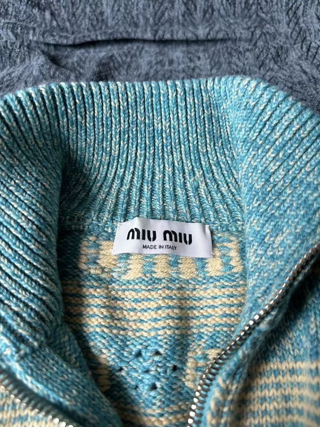 Miu Miu Miu Miu Striped Zip Knit Jacket Size S / US 4 / IT 40 - 3 Thumbnail