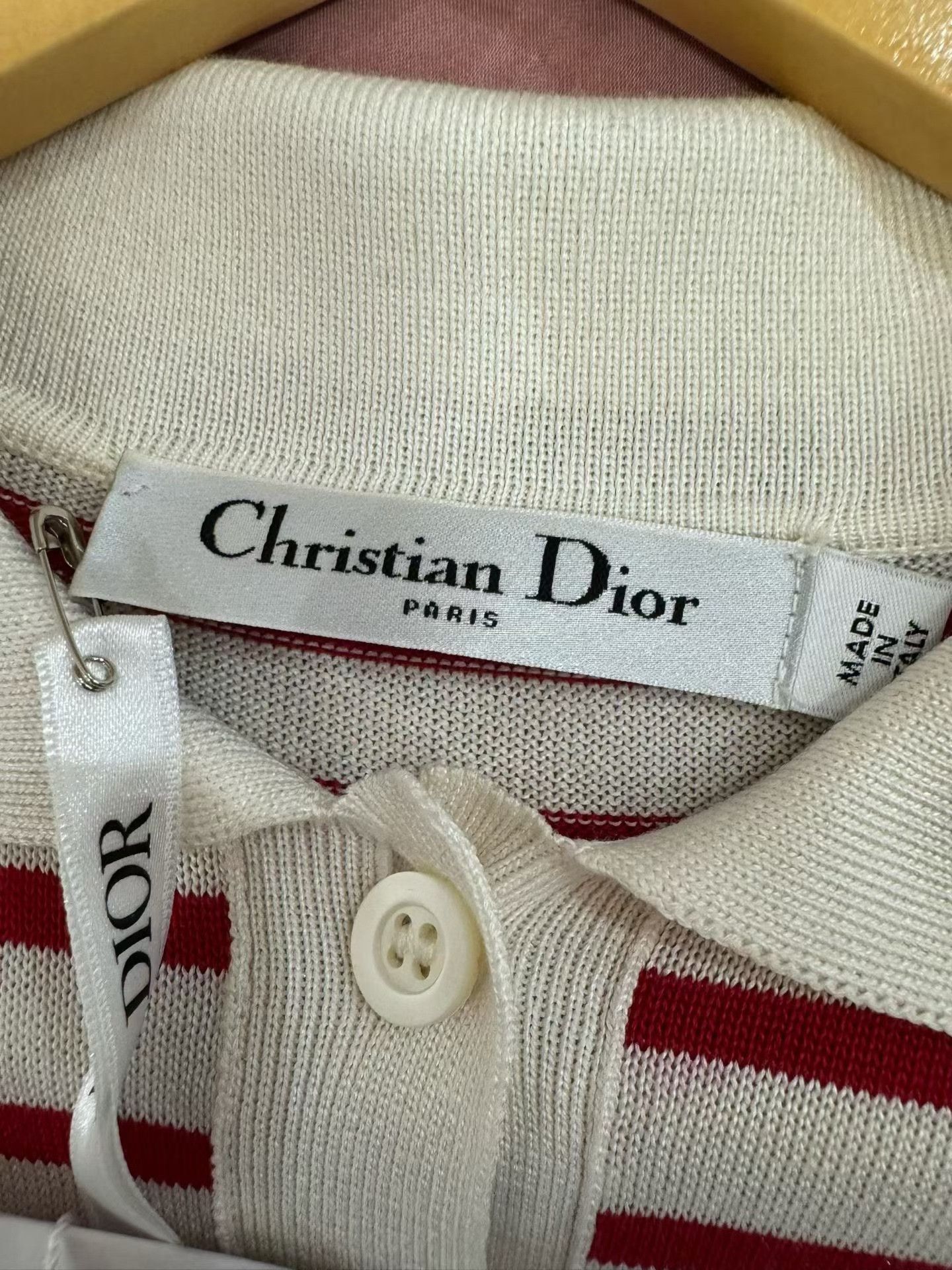 Dior Dior Red White Stripe Slogan Knit Polo Size XXS / US 00 / IT 34 - 3 Thumbnail