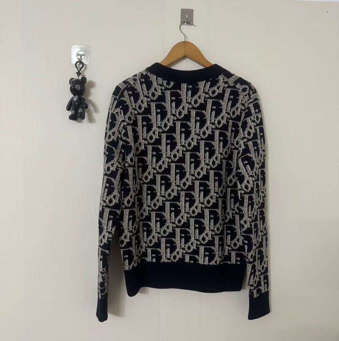Dior Dior Navy Blue All-over Print Wool Sweater Size US M / EU 48-50 / 2 - 2 Thumbnail