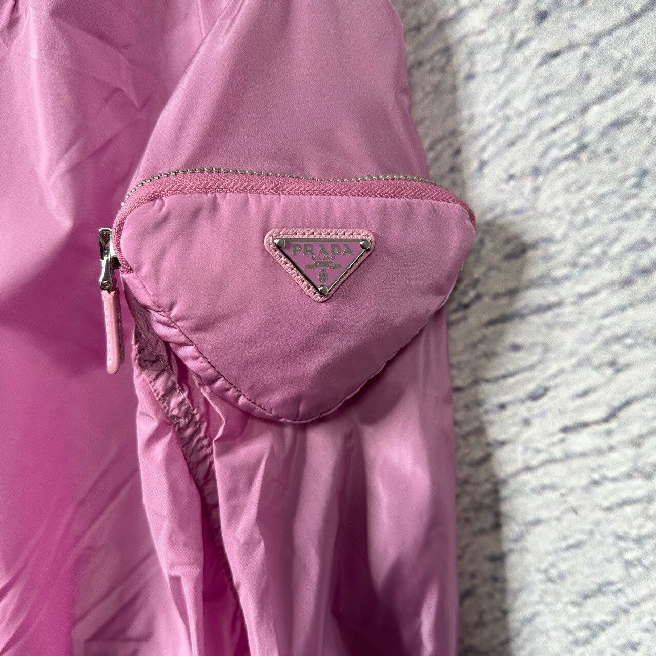 Prada Prada Pink Re-Nylon Triangle Logo Bomber Jacket IT 36 Size XS / US 0-2 / IT 36-38 - 3 Thumbnail