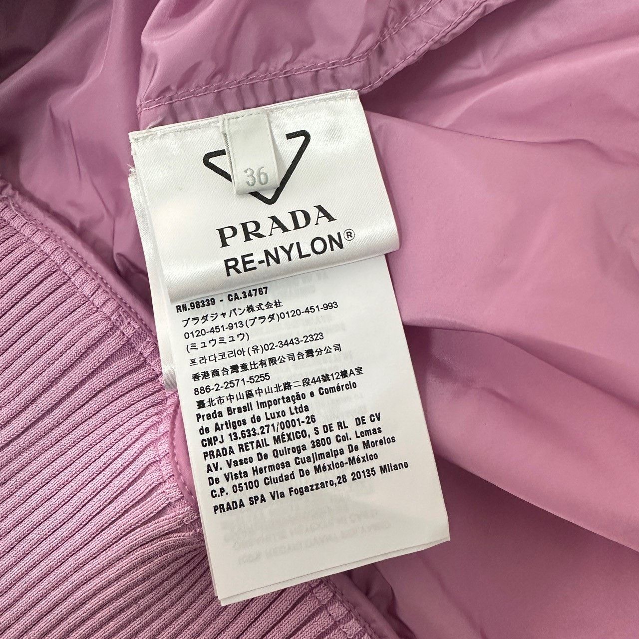 Prada Prada Pink Re-Nylon Triangle Logo Bomber Jacket IT 36 Size XS / US 0-2 / IT 36-38 - 4 Thumbnail