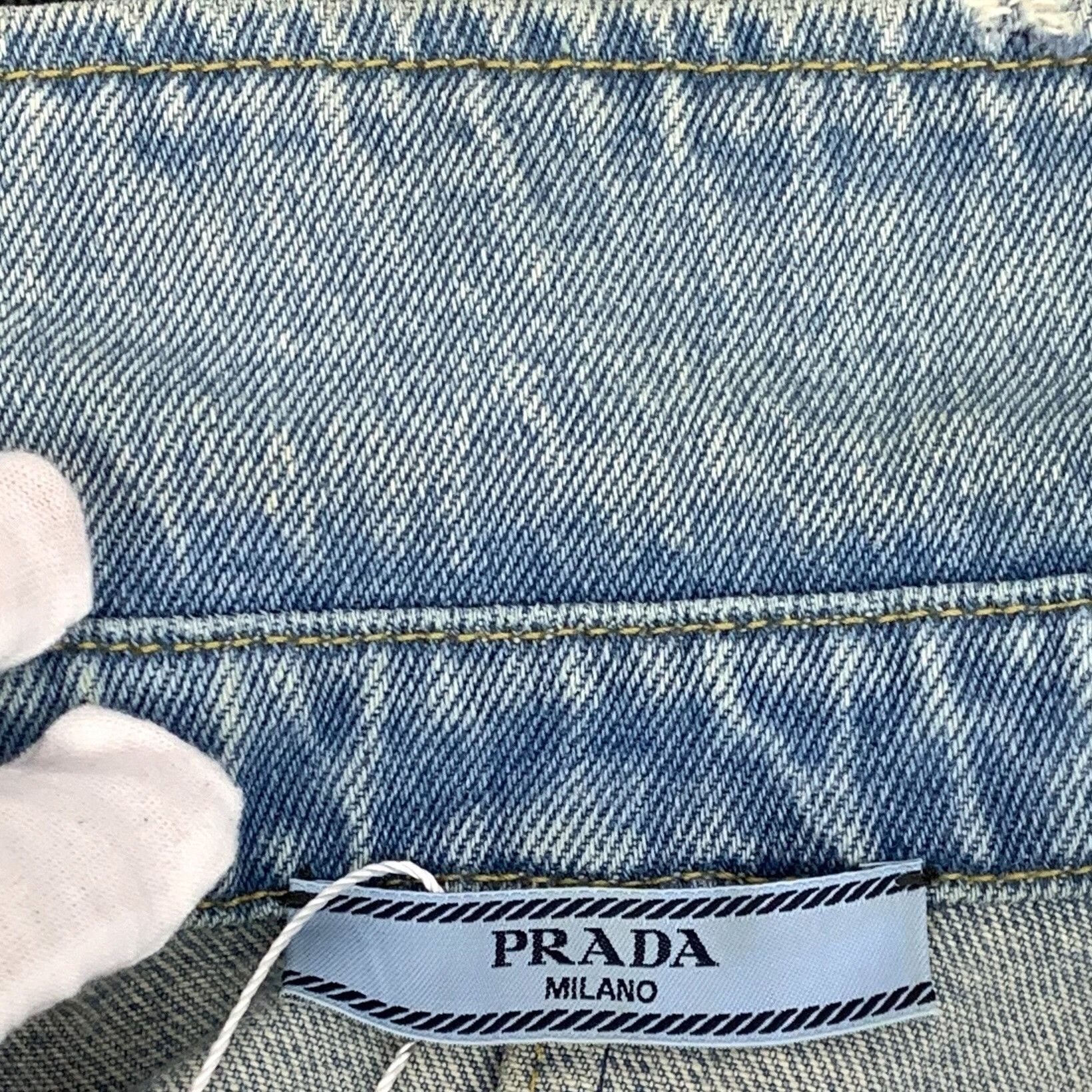 Prada Prada Denim Triangle Logo Jumpsuit IT 38 Size 26" / US 2 / IT 38 - 9 Thumbnail