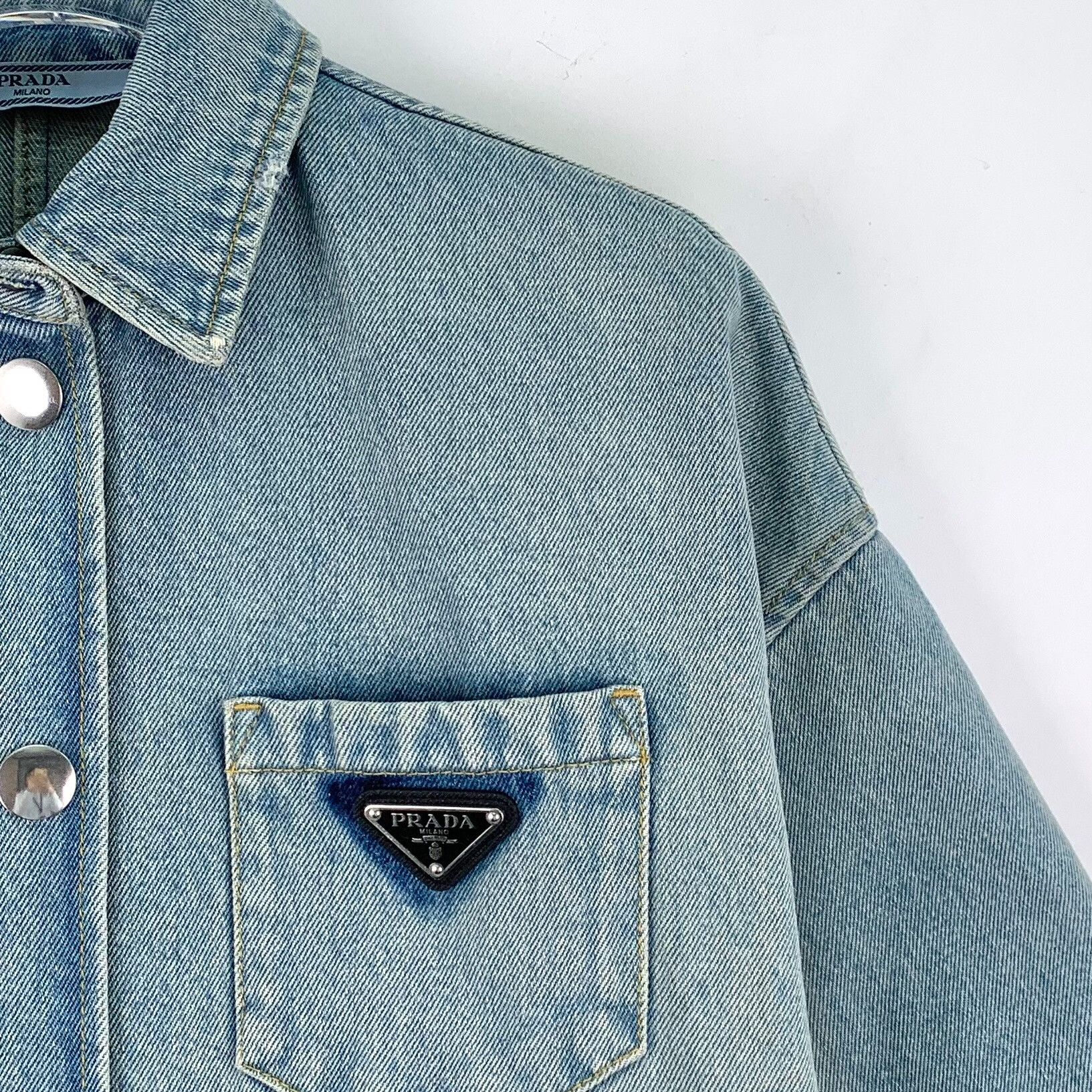 Prada Prada Denim Triangle Logo Jumpsuit IT 38 Size 26" / US 2 / IT 38 - 3 Thumbnail
