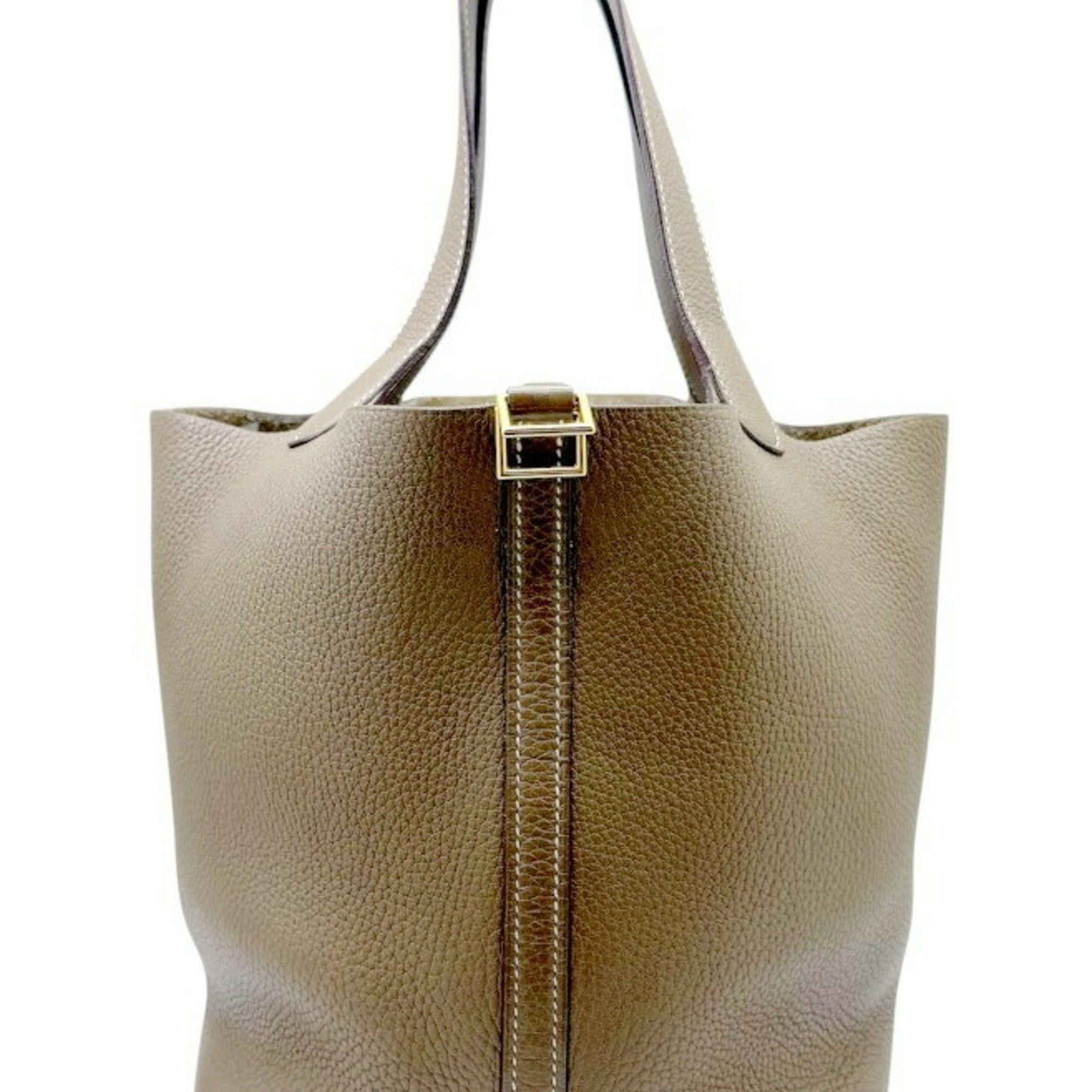 Hermes HERMES Picotin Lock MM Taurillon Clemence Etoupe Handbag for Women and Men Size ONE SIZE - 3 Thumbnail