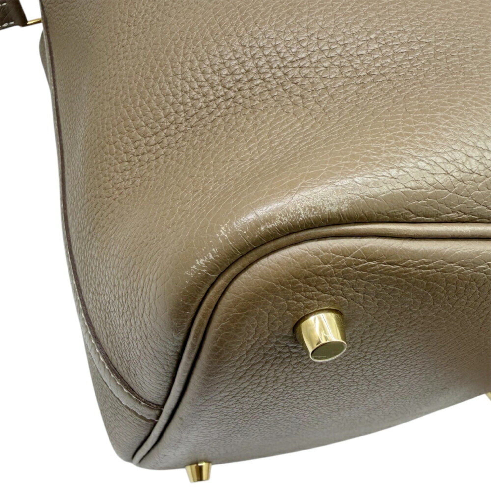 Hermes HERMES Picotin Lock MM Taurillon Clemence Etoupe Handbag for Women and Men Size ONE SIZE - 7 Thumbnail