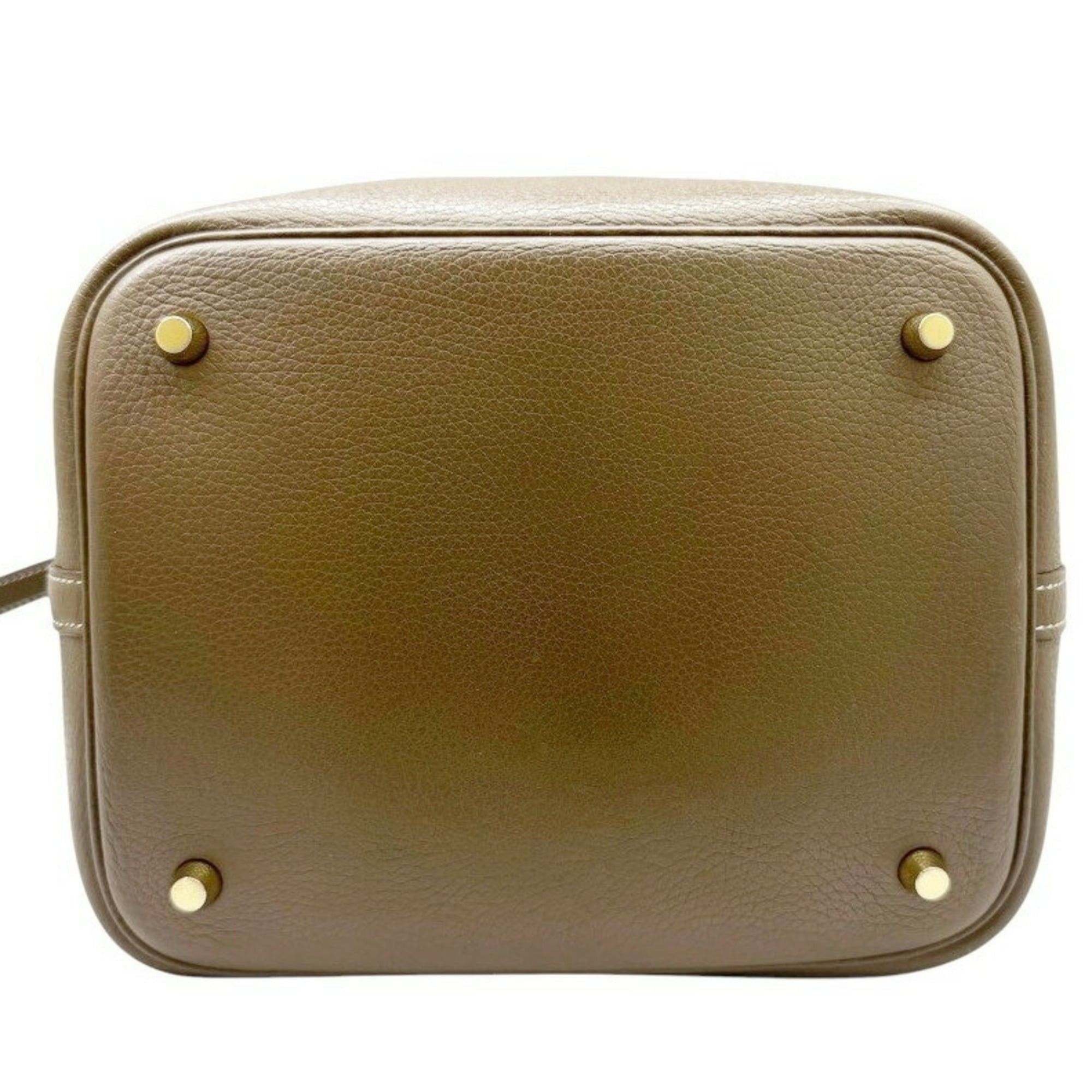 Hermes HERMES Picotin Lock MM Taurillon Clemence Etoupe Handbag for Women and Men Size ONE SIZE - 10 Thumbnail
