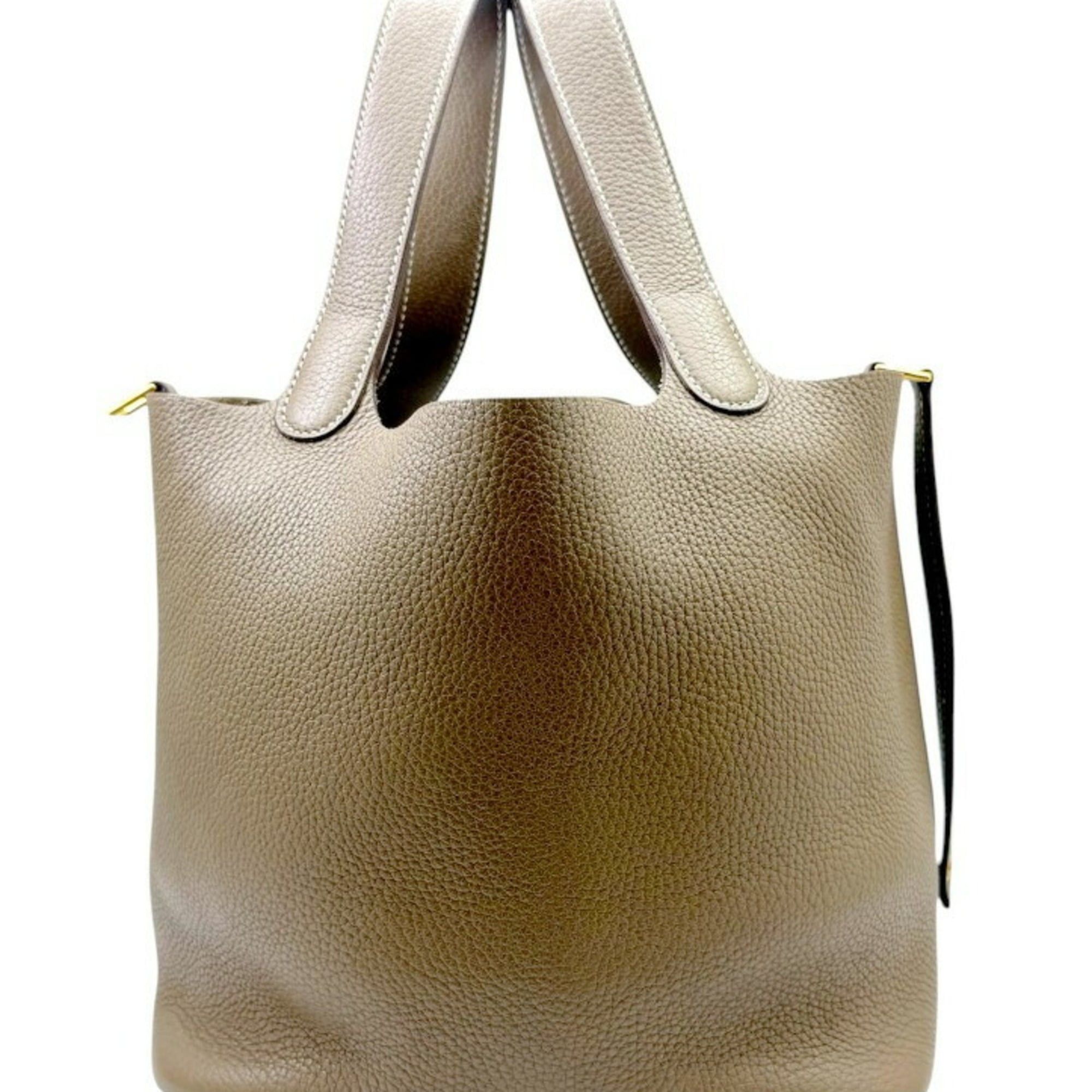Hermes HERMES Picotin Lock MM Taurillon Clemence Etoupe Handbag for Women and Men Size ONE SIZE - 2 Thumbnail