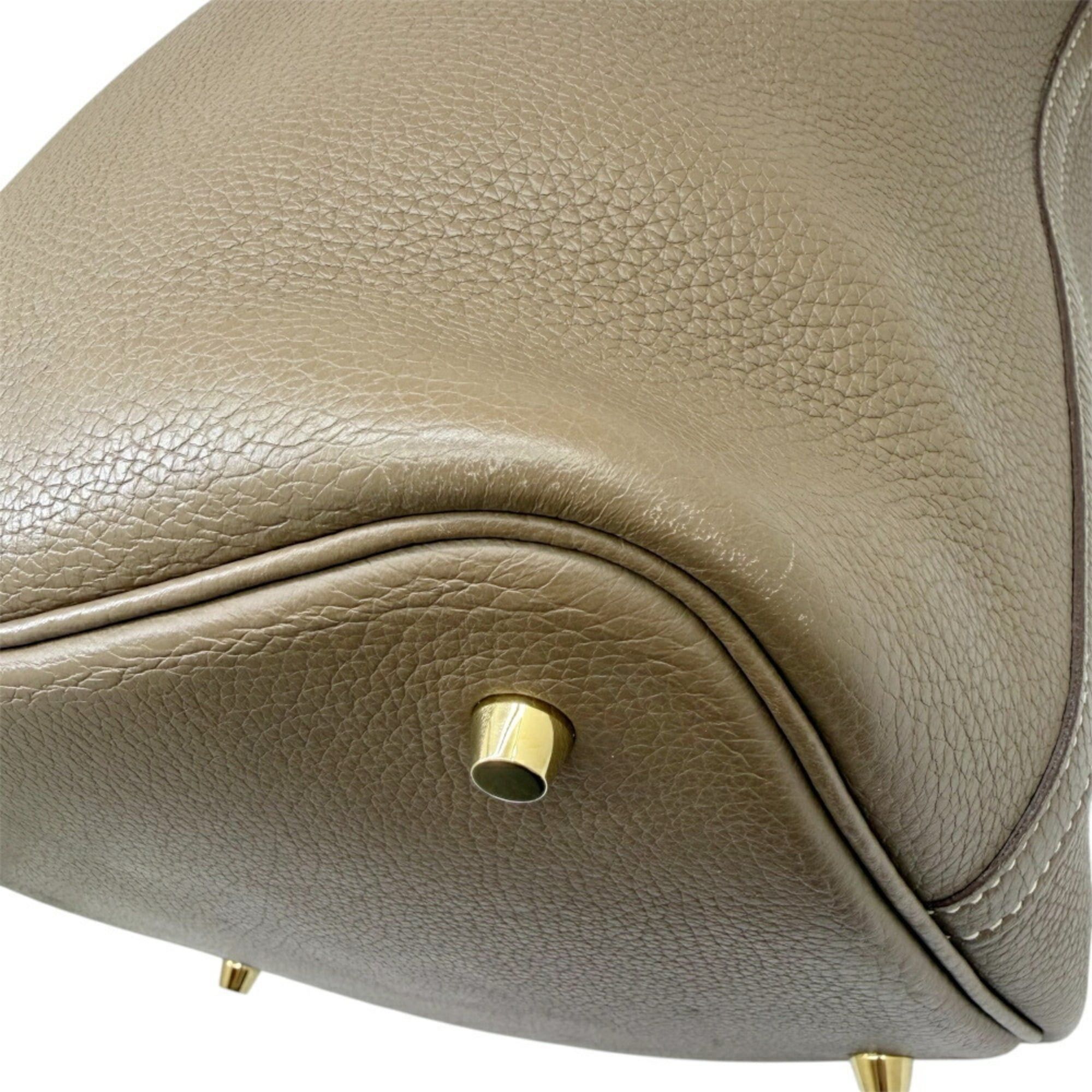 Hermes HERMES Picotin Lock MM Taurillon Clemence Etoupe Handbag for Women and Men Size ONE SIZE - 8 Thumbnail