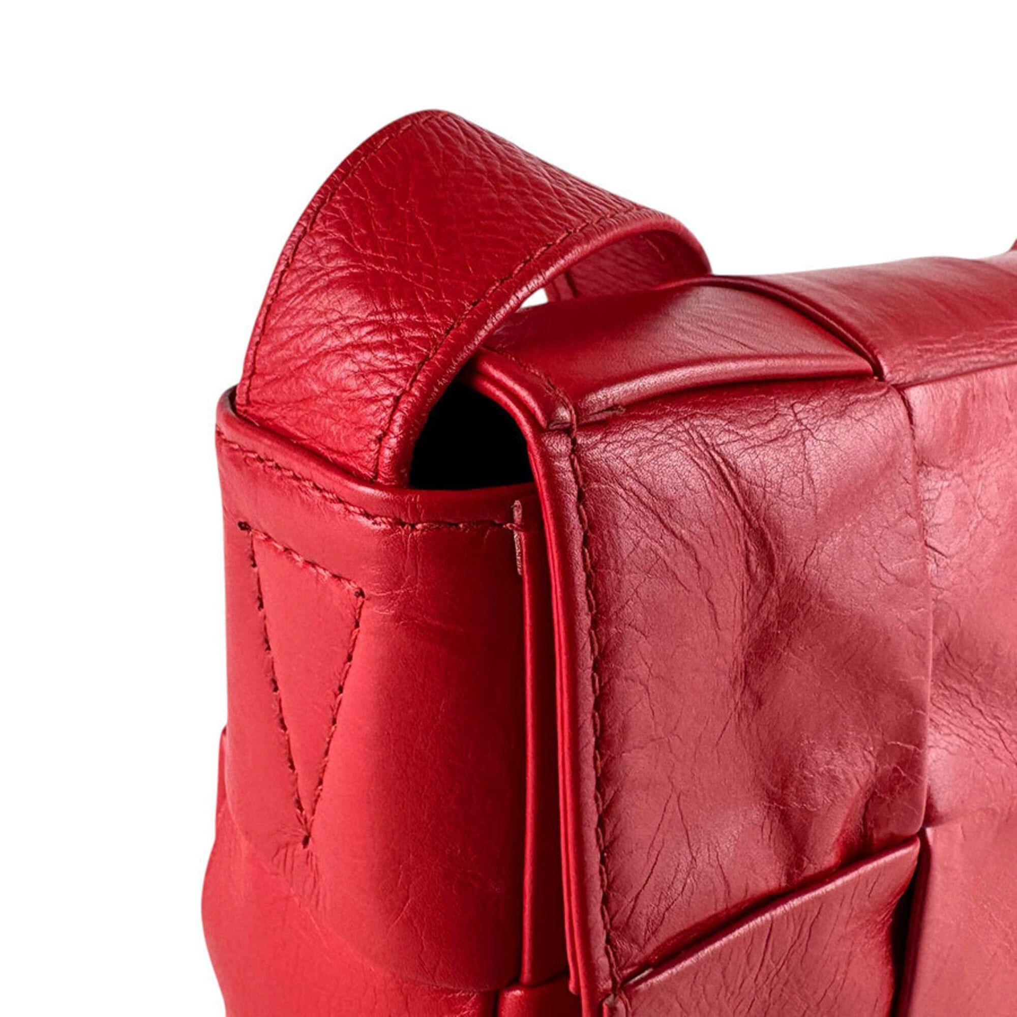 Bottega Veneta Bottega Veneta Cassette Leather Shoulder Bag, Red, Women's, Z9316 Size ONE SIZE - 6 Thumbnail