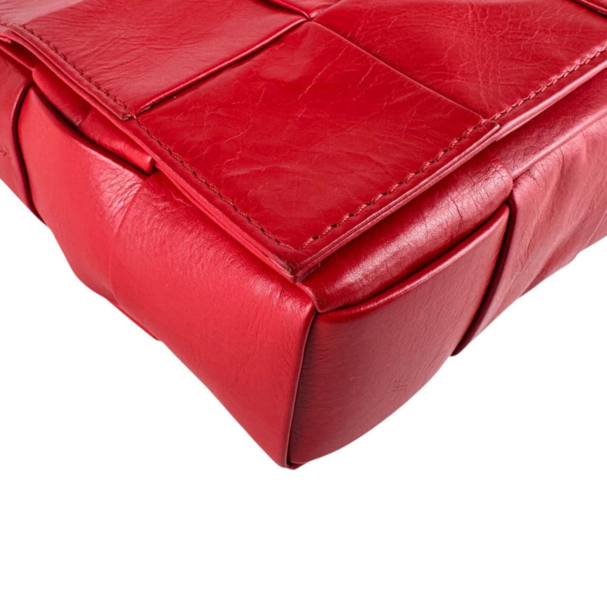 Bottega Veneta Bottega Veneta Cassette Leather Shoulder Bag, Red, Women's, Z9316 Size ONE SIZE - 8 Thumbnail