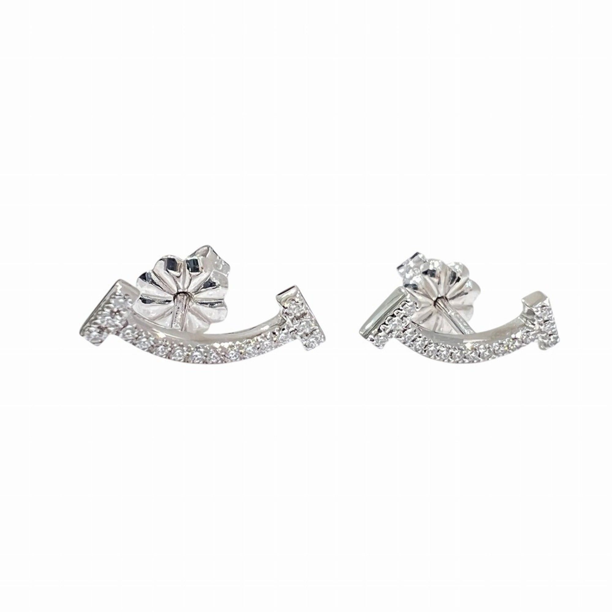 Tiffany & Co. TIFFANY&Co. Tiffany T Smile Mini Earrings, Diamond, 18K White Gold, T-motif, Men's & Women's. Size ONE SIZE - 2 Thumbnail