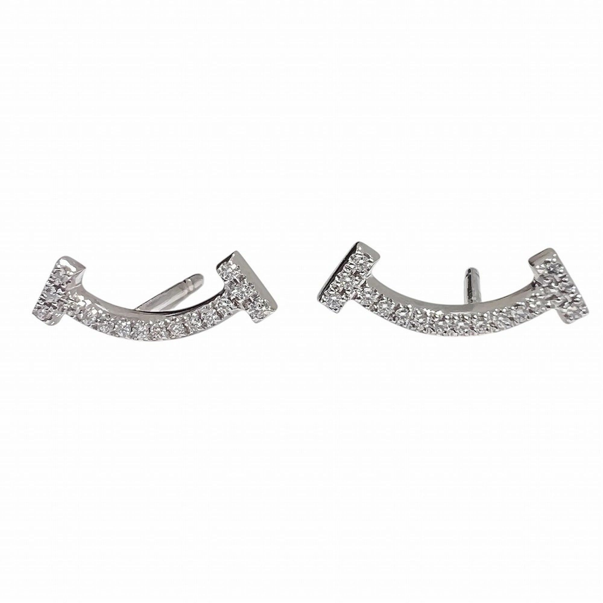 Tiffany & Co. TIFFANY&Co. Tiffany T Smile Mini Earrings, Diamond, 18K White Gold, T-motif, Men's & Women's. Size ONE SIZE - 3 Thumbnail