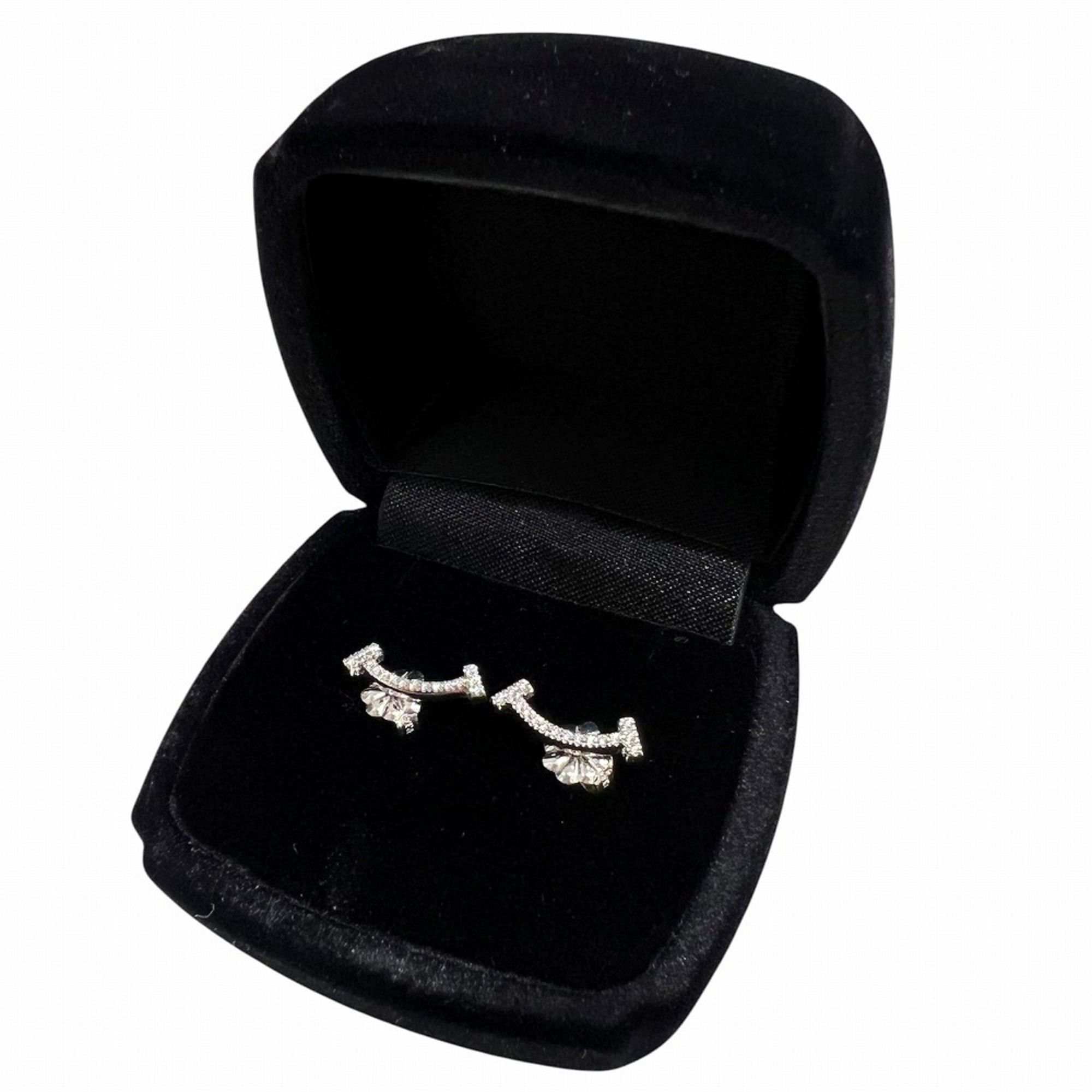 Tiffany & Co. TIFFANY&Co. Tiffany T Smile Mini Earrings, Diamond, 18K White Gold, T-motif, Men's & Women's. Size ONE SIZE - 14 Thumbnail