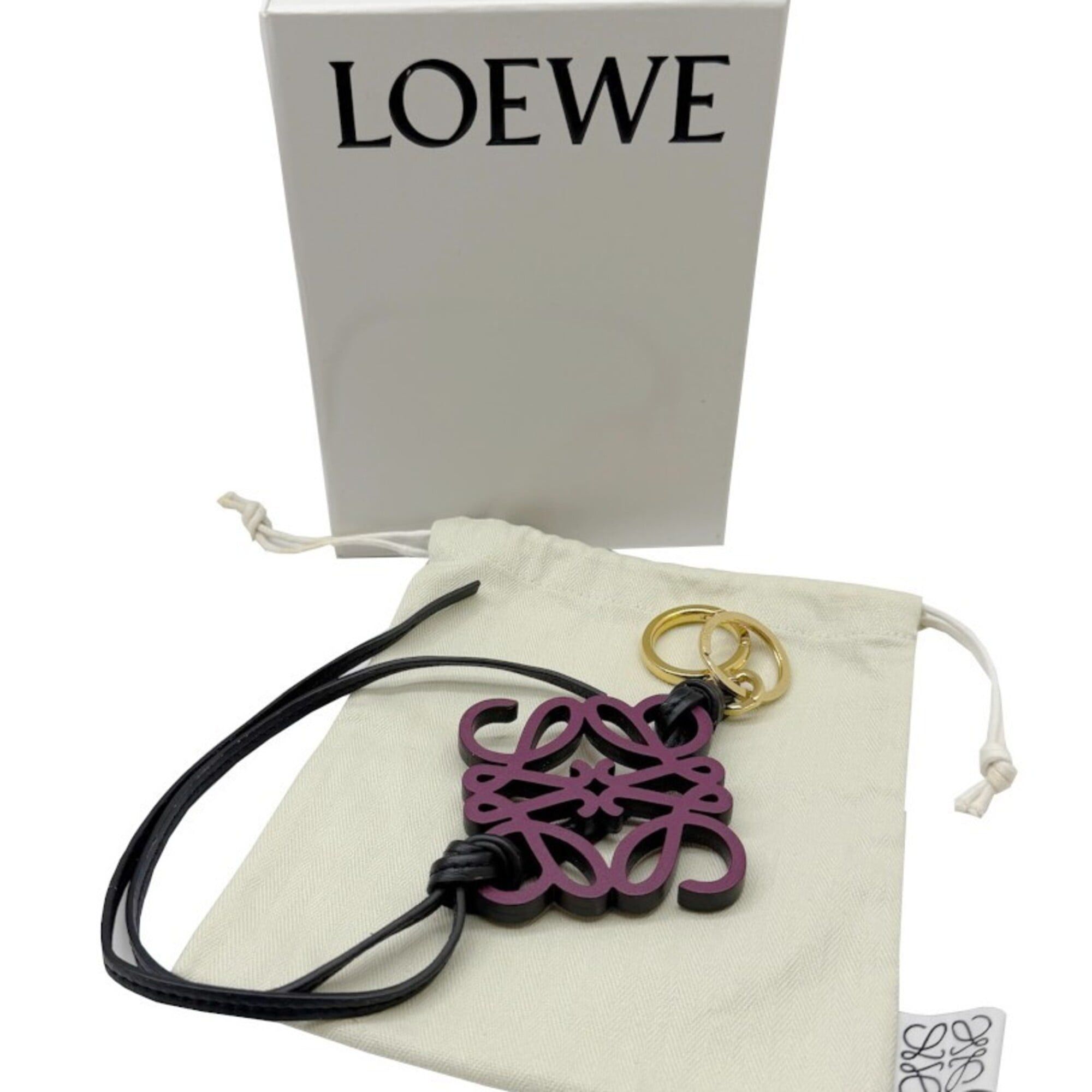 Loewe LOEWE Anagram Bag Charm, Leather, Purple and Black, Keychain, C621232X83, Calfskin, Women's Size ONE SIZE - 8 Thumbnail