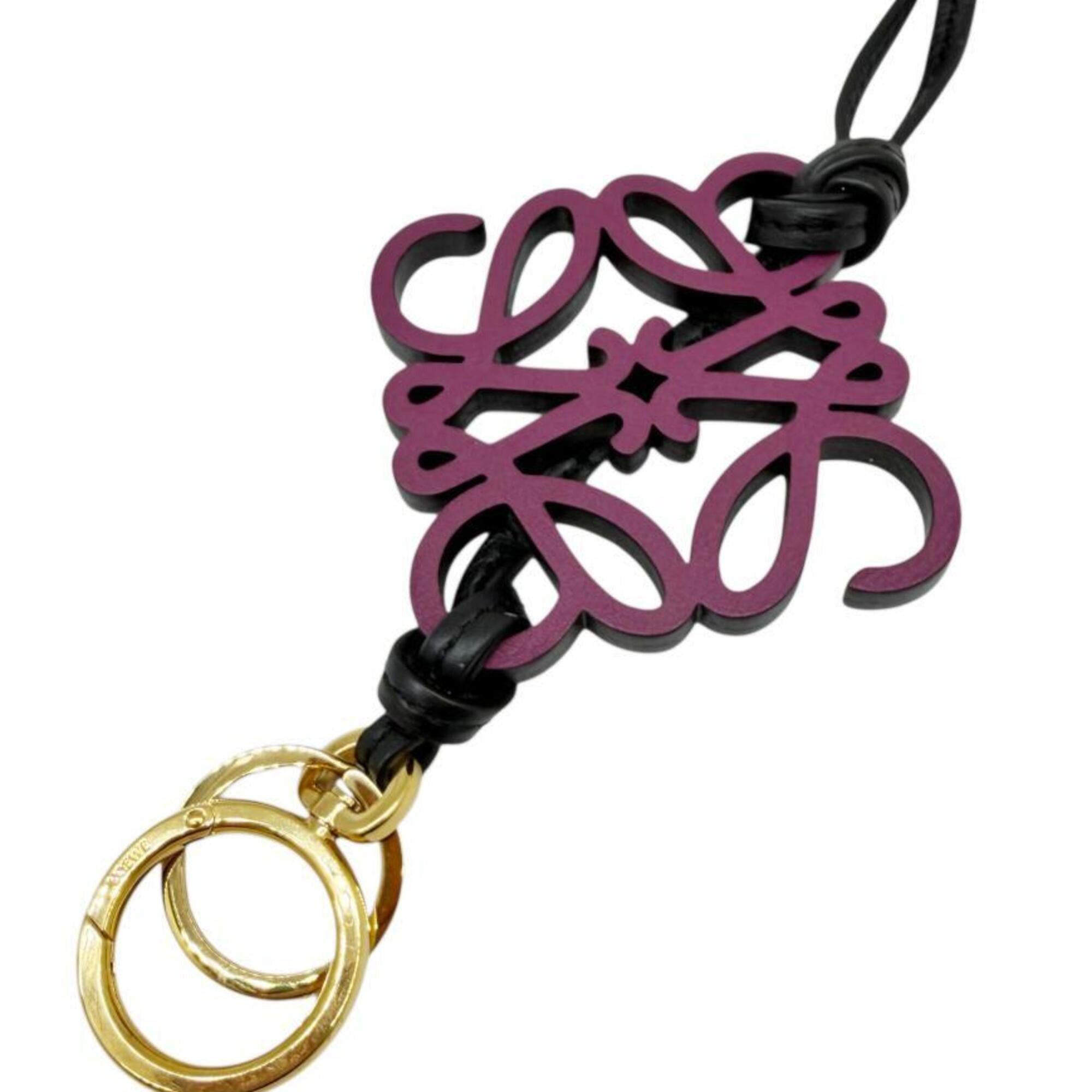 Loewe LOEWE Anagram Bag Charm, Leather, Purple and Black, Keychain, C621232X83, Calfskin, Women's Size ONE SIZE - 2 Thumbnail