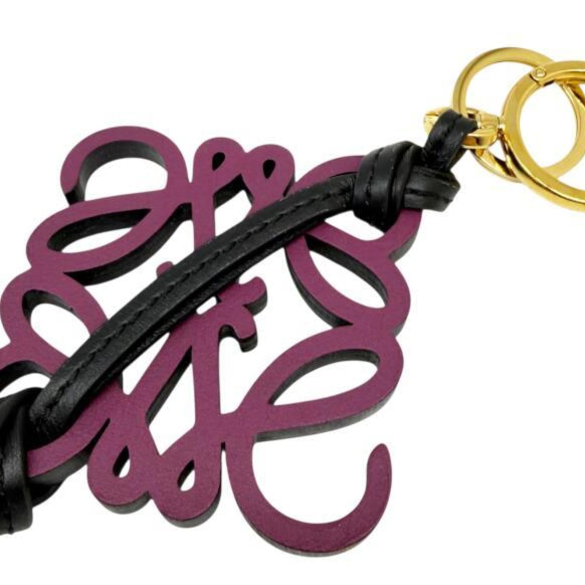 Loewe LOEWE Anagram Bag Charm, Leather, Purple and Black, Keychain, C621232X83, Calfskin, Women's Size ONE SIZE - 5 Thumbnail