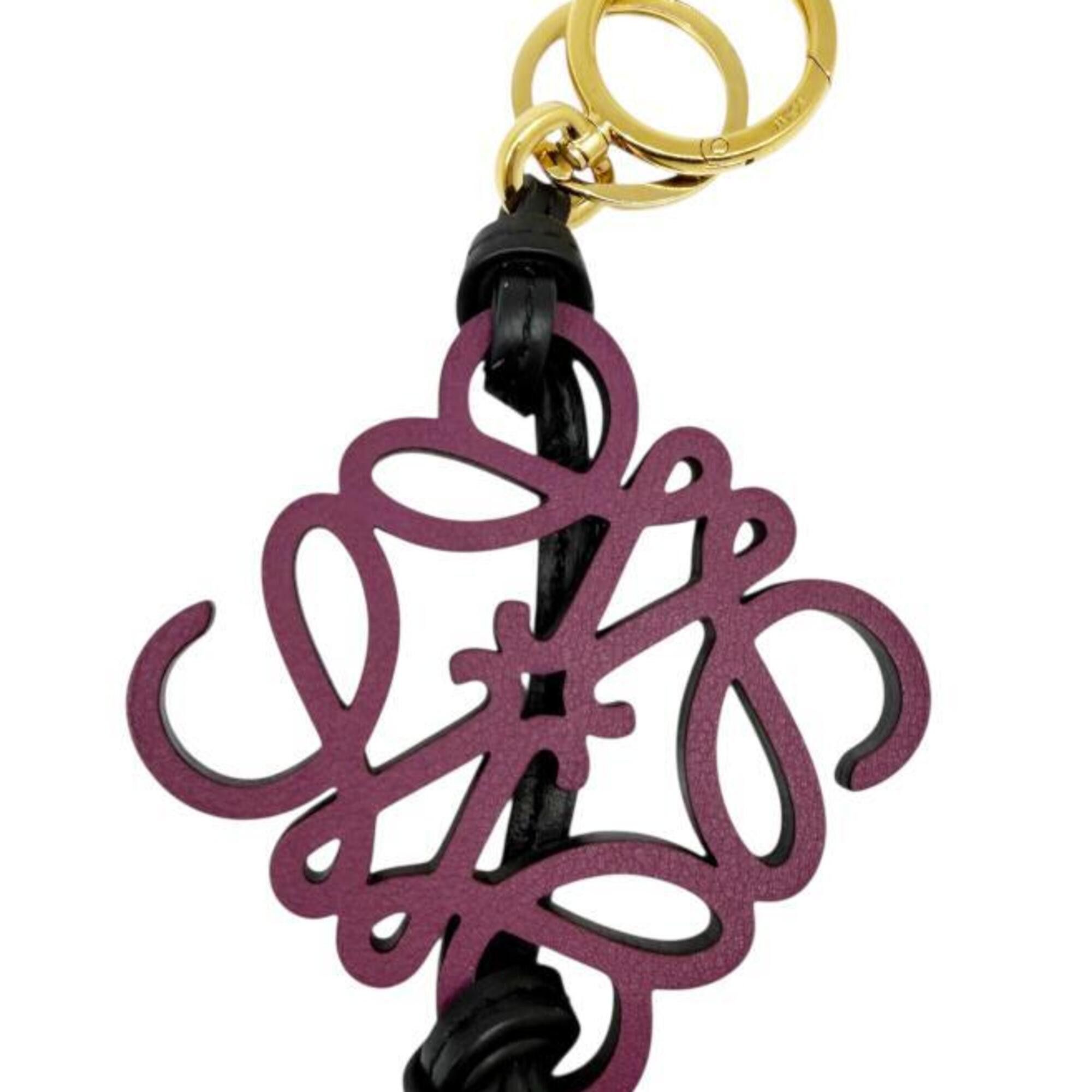 Loewe LOEWE Anagram Bag Charm, Leather, Purple and Black, Keychain, C621232X83, Calfskin, Women's Size ONE SIZE - 4 Thumbnail