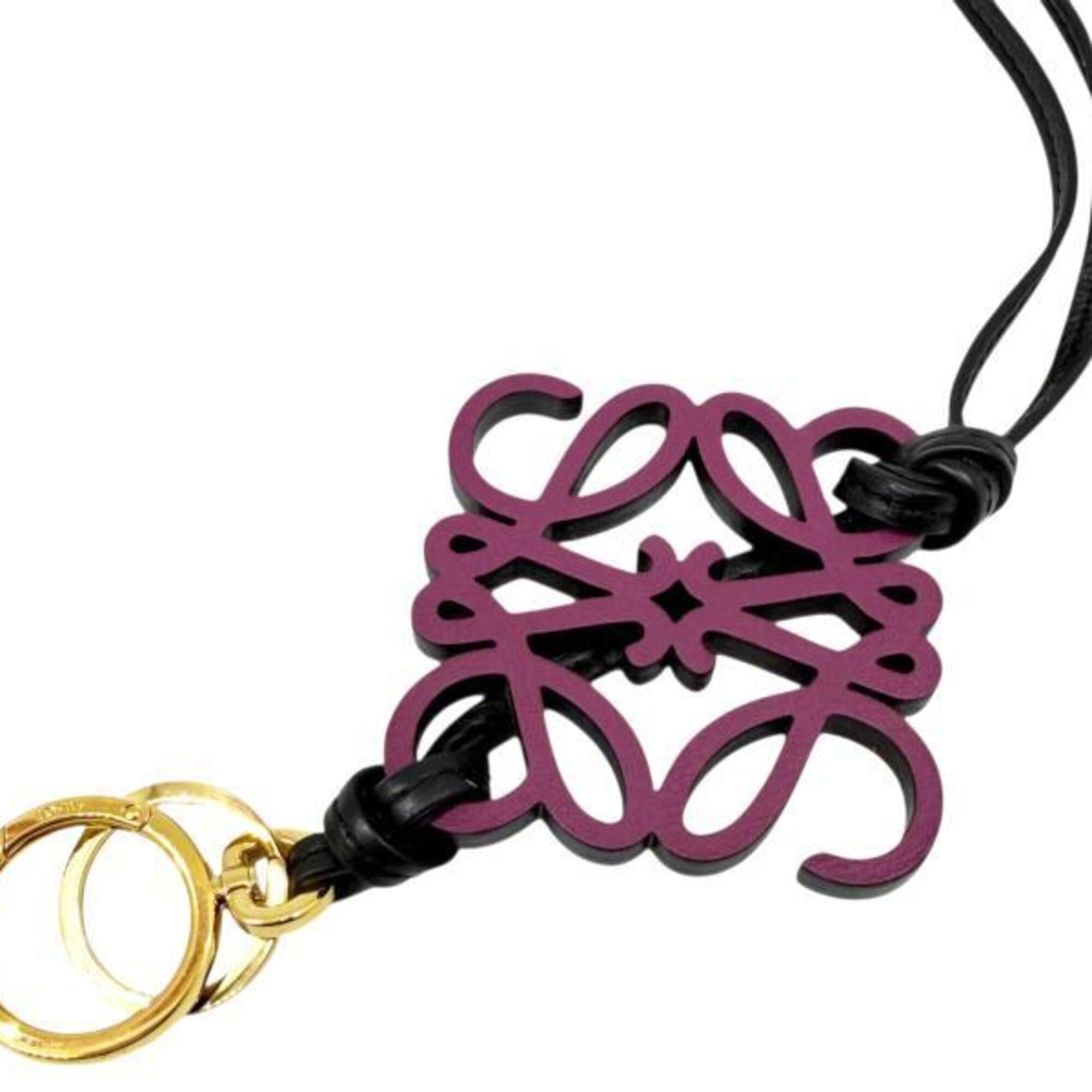 Loewe LOEWE Anagram Bag Charm, Leather, Purple and Black, Keychain, C621232X83, Calfskin, Women's Size ONE SIZE - 3 Thumbnail