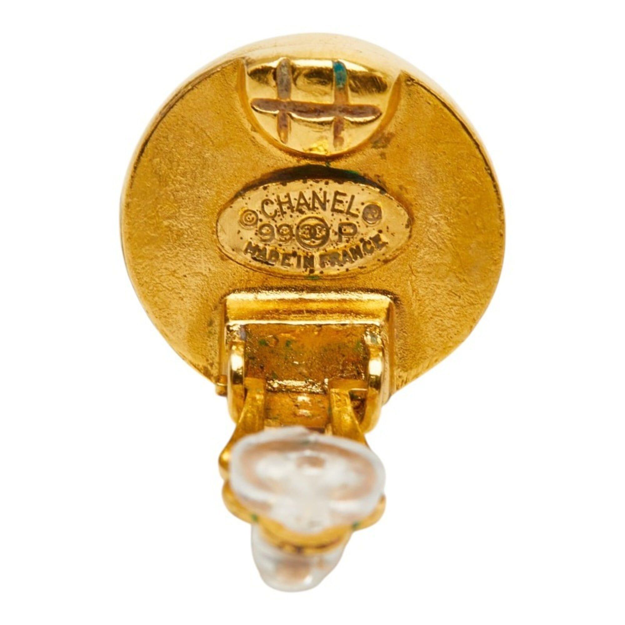 Chanel Chanel Coco Mark Gripoix Earrings, Gold and Red Plated, Women's CHANEL Size ONE SIZE - 4 Thumbnail