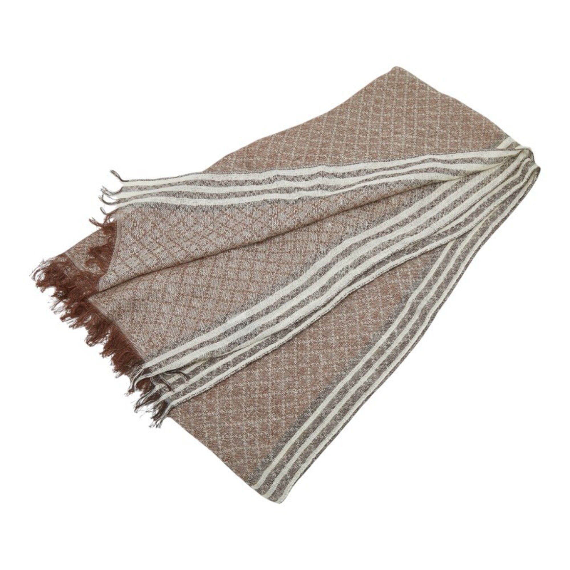Gucci Gucci Scarf 336385 Brown Linen/Cotton Women's GUCCI Size ONE SIZE - 2 Thumbnail