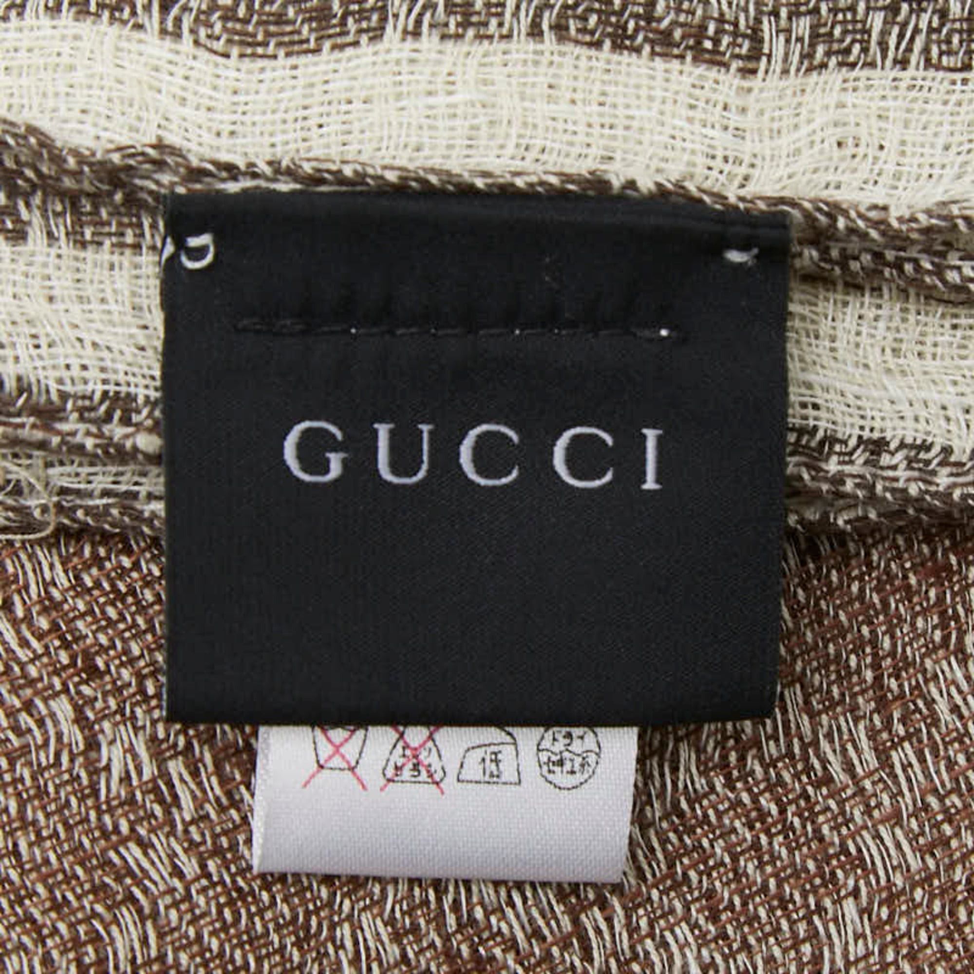 Gucci Gucci Scarf 336385 Brown Linen/Cotton Women's GUCCI Size ONE SIZE - 4 Thumbnail
