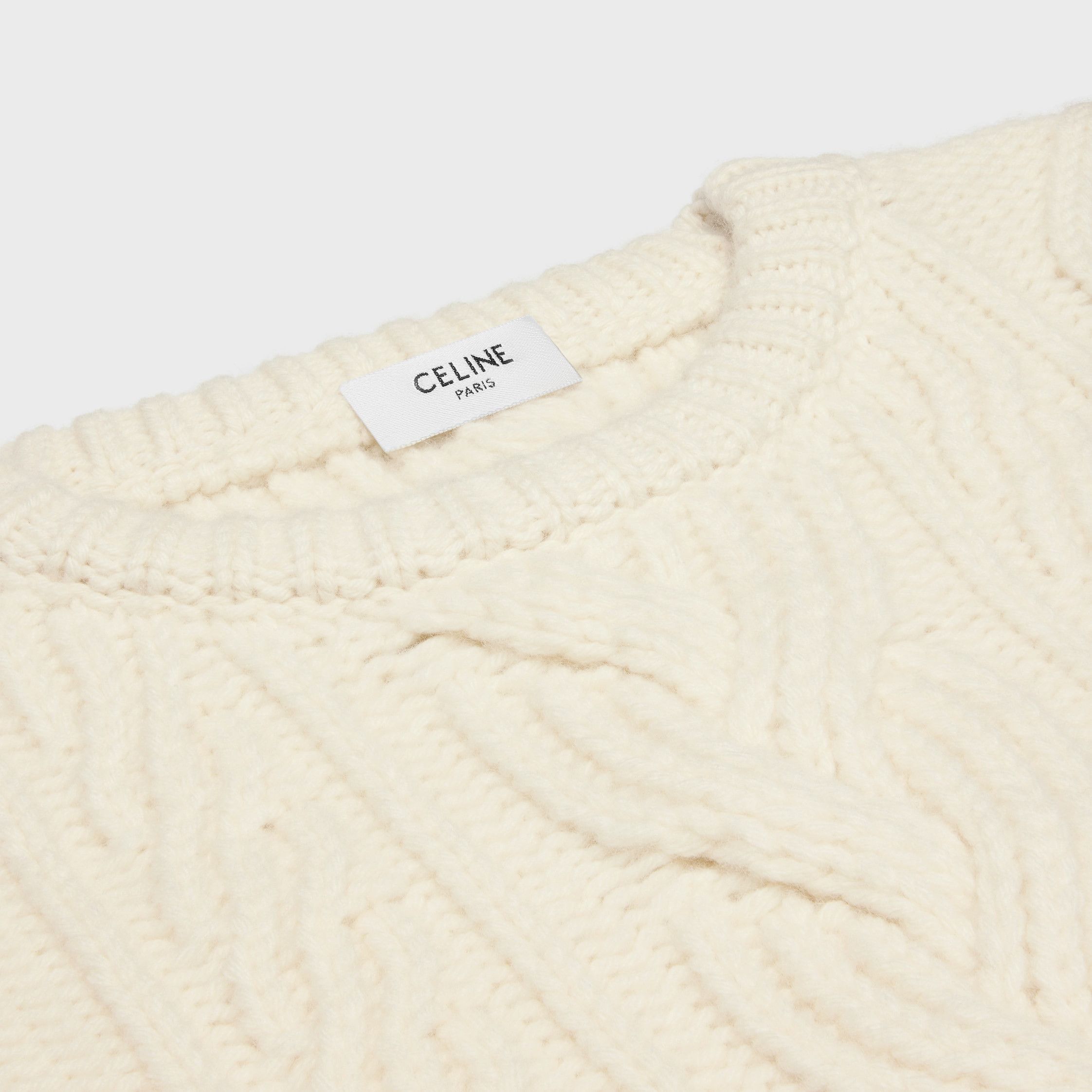 Celine OVERSIZED CREW NECK SWEATER IN CASHMERE ARAN off white Size US XXL / EU 58 / 5 - 3 Thumbnail