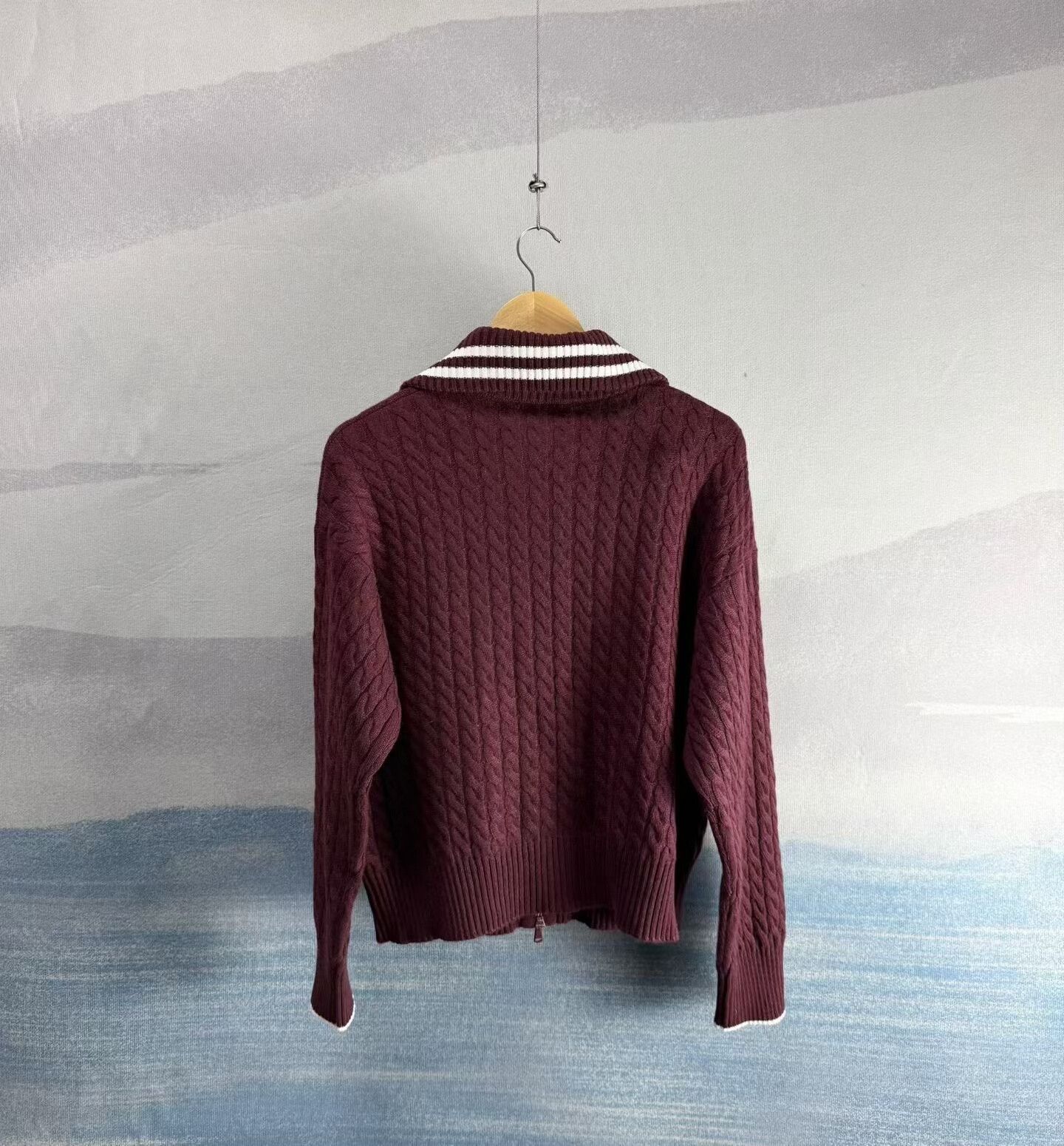Brunello Cucinelli Brunello Cucinelli Burgundy Cashmere Zip Jacket Size US L / EU 52-54 / 3 - 3 Thumbnail
