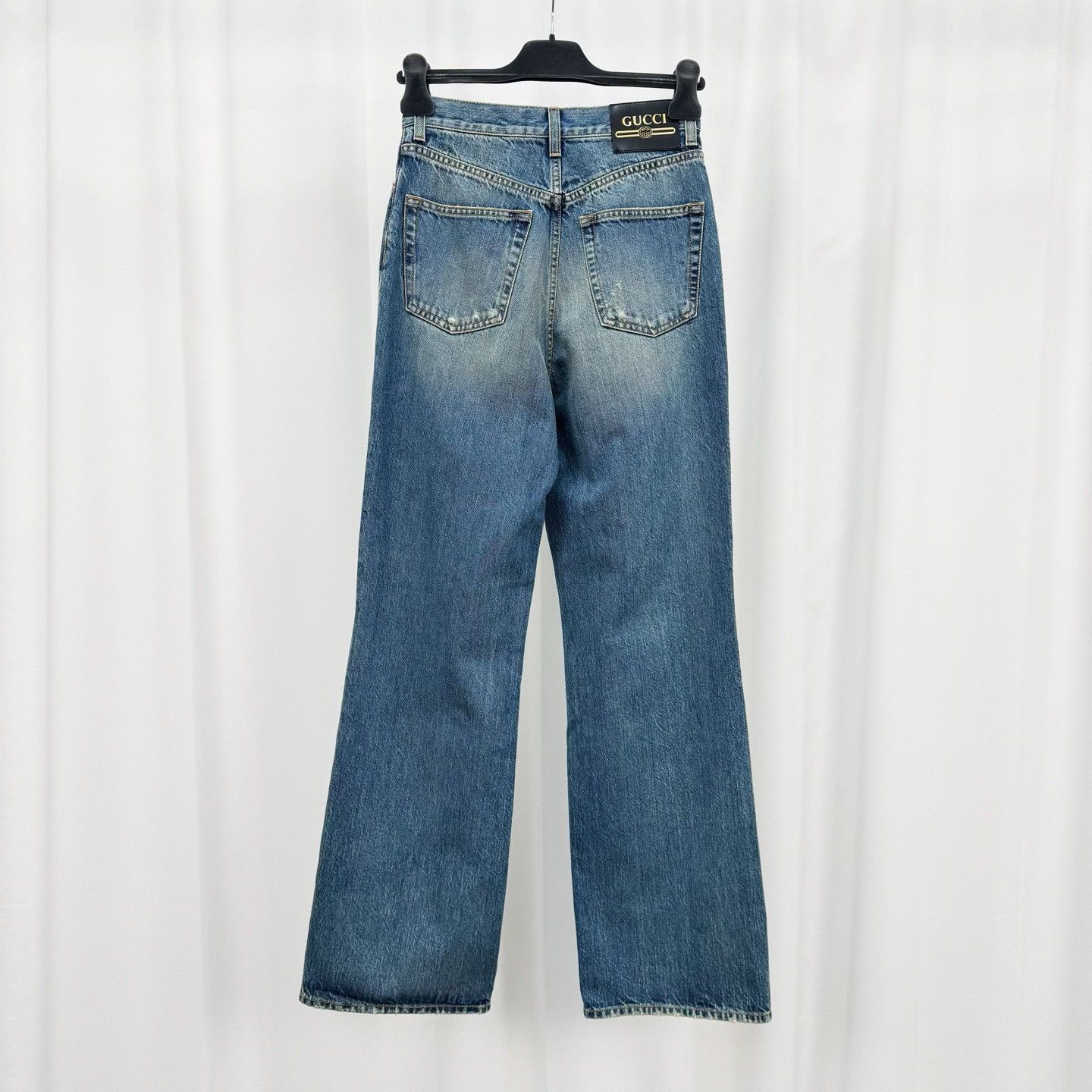 Gucci Gucci Distressed Leather Patch Washed Jeans Size 22" - 2 Thumbnail