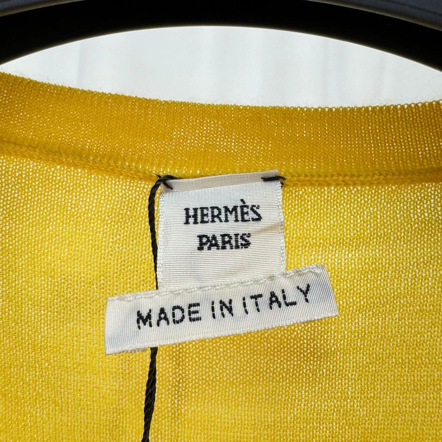 Hermes Hermes Yellow Hollow H Cashmere Knit Tee Size XXS / US 00 / IT 34 - 6 Thumbnail