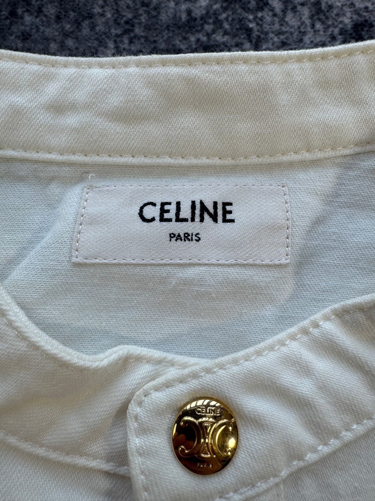 Celine Celine New White Gold Button Denim Top Size S / US 4 / IT 40 - 3 Thumbnail