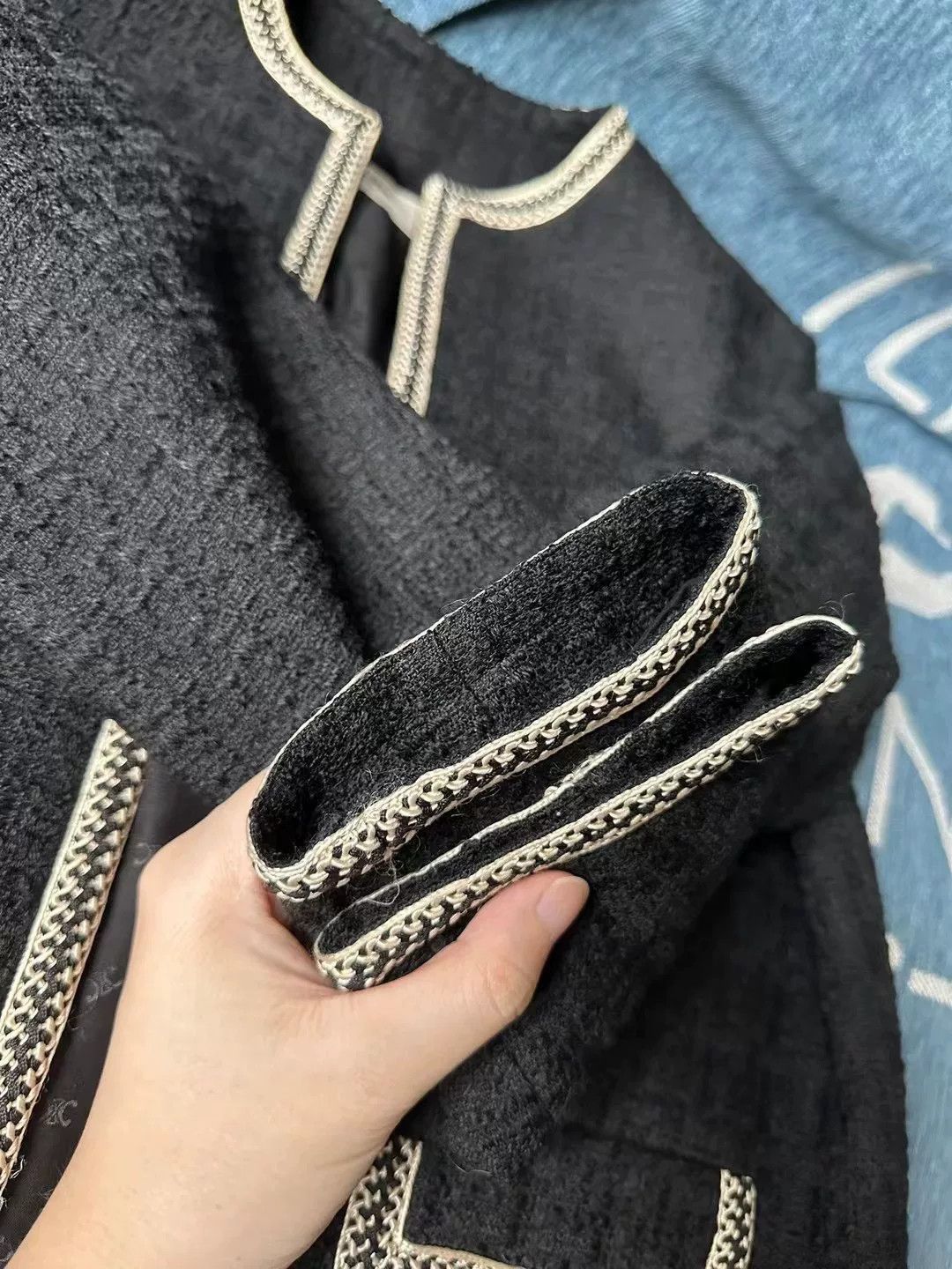 Chanel Celine Tweed Woven Classic Jacket Size M / US 6-8 / IT 42-44 - 5 Thumbnail
