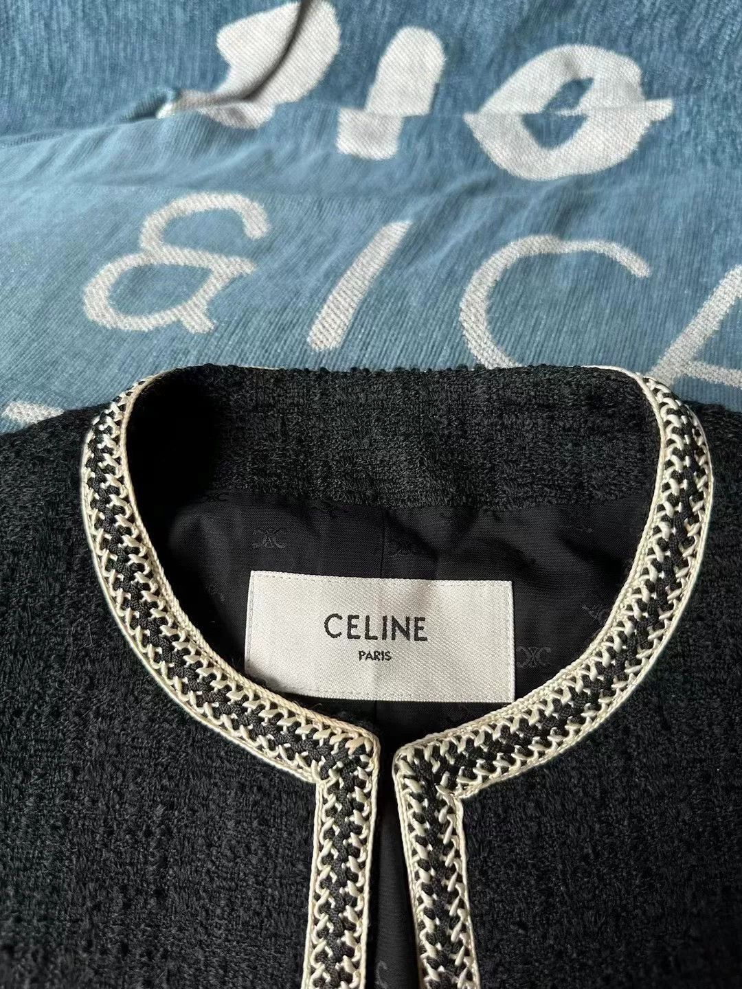 Chanel Celine Tweed Woven Classic Jacket Size M / US 6-8 / IT 42-44 - 3 Thumbnail