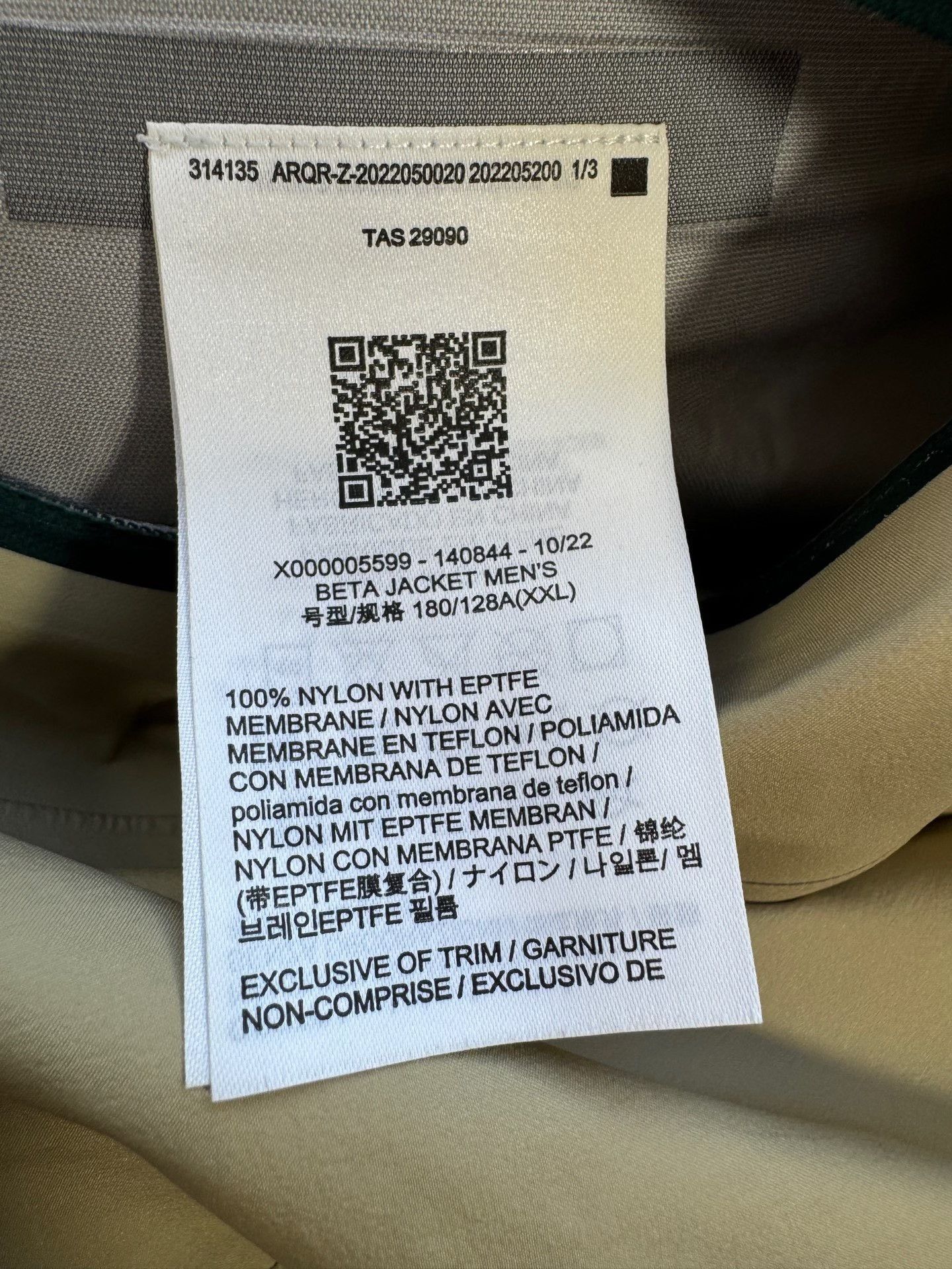 Arc'teryx Arcteryx Khaki Beta Jacket Size US XXL / EU 58 / 5 - 4 Thumbnail