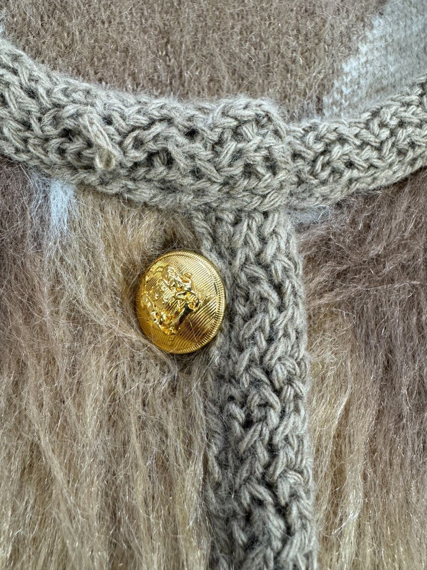 Celine Celine Mohair Diamond Pattern Gold Button Coat Size XS / US 0-2 / IT 36-38 - 3 Thumbnail