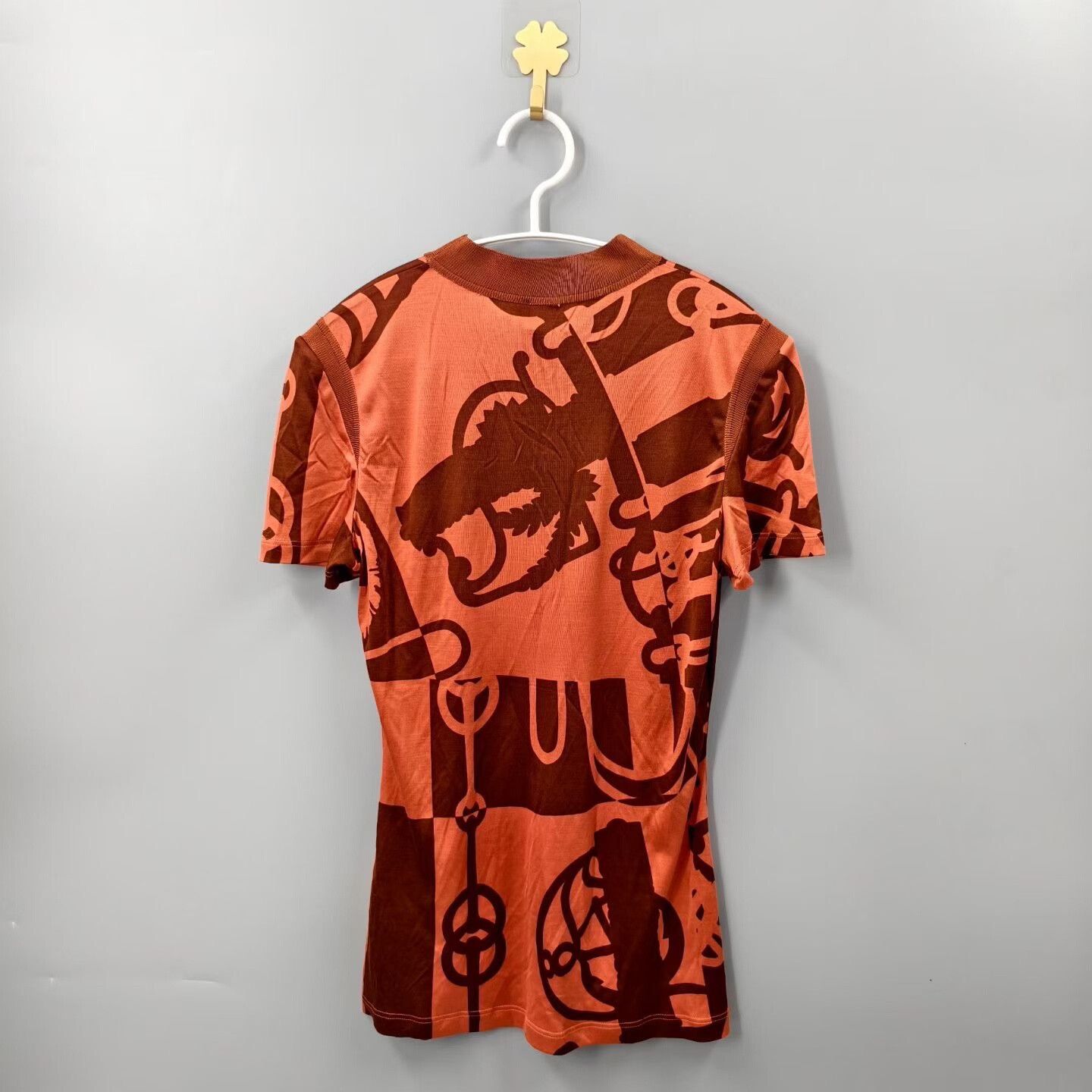 Hermes Hermes Orange Horseshoe Print Silk Top Size XS / US 0-2 / IT 36-38 - 2 Thumbnail