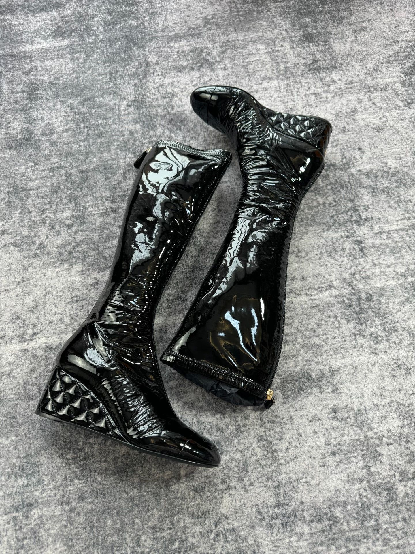 Chanel Chanel Patent Leather Wedge Knee-High Boots Size US 6 / IT 36 - 3 Thumbnail