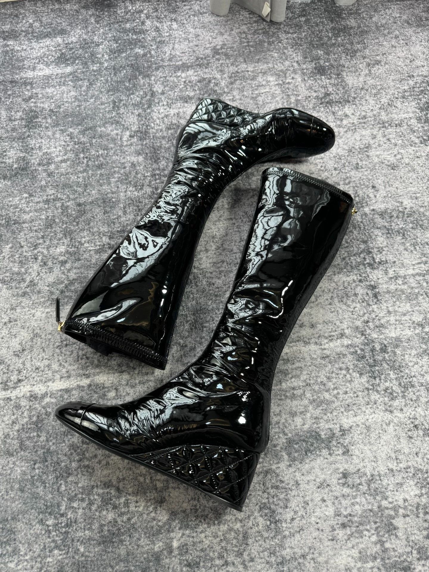 Chanel Chanel Patent Leather Wedge Knee-High Boots Size US 6 / IT 36 - 4 Thumbnail
