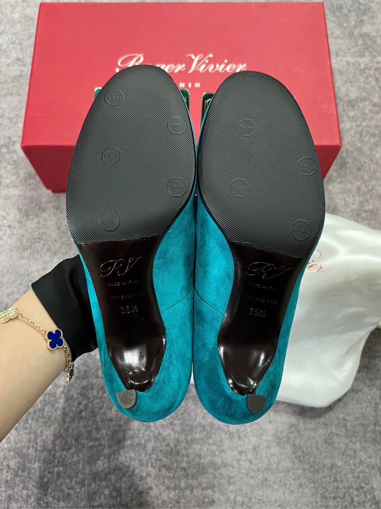 Roger Vivier Roger Vivier Blue Square Buckle Heels Size US 4.5 / IT 34.5 - 7 Thumbnail