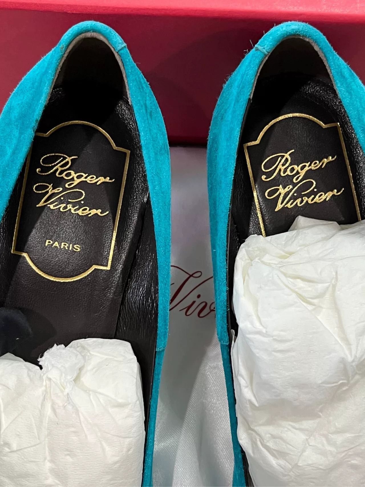 Roger Vivier Roger Vivier Blue Square Buckle Heels Size US 4.5 / IT 34.5 - 2 Thumbnail