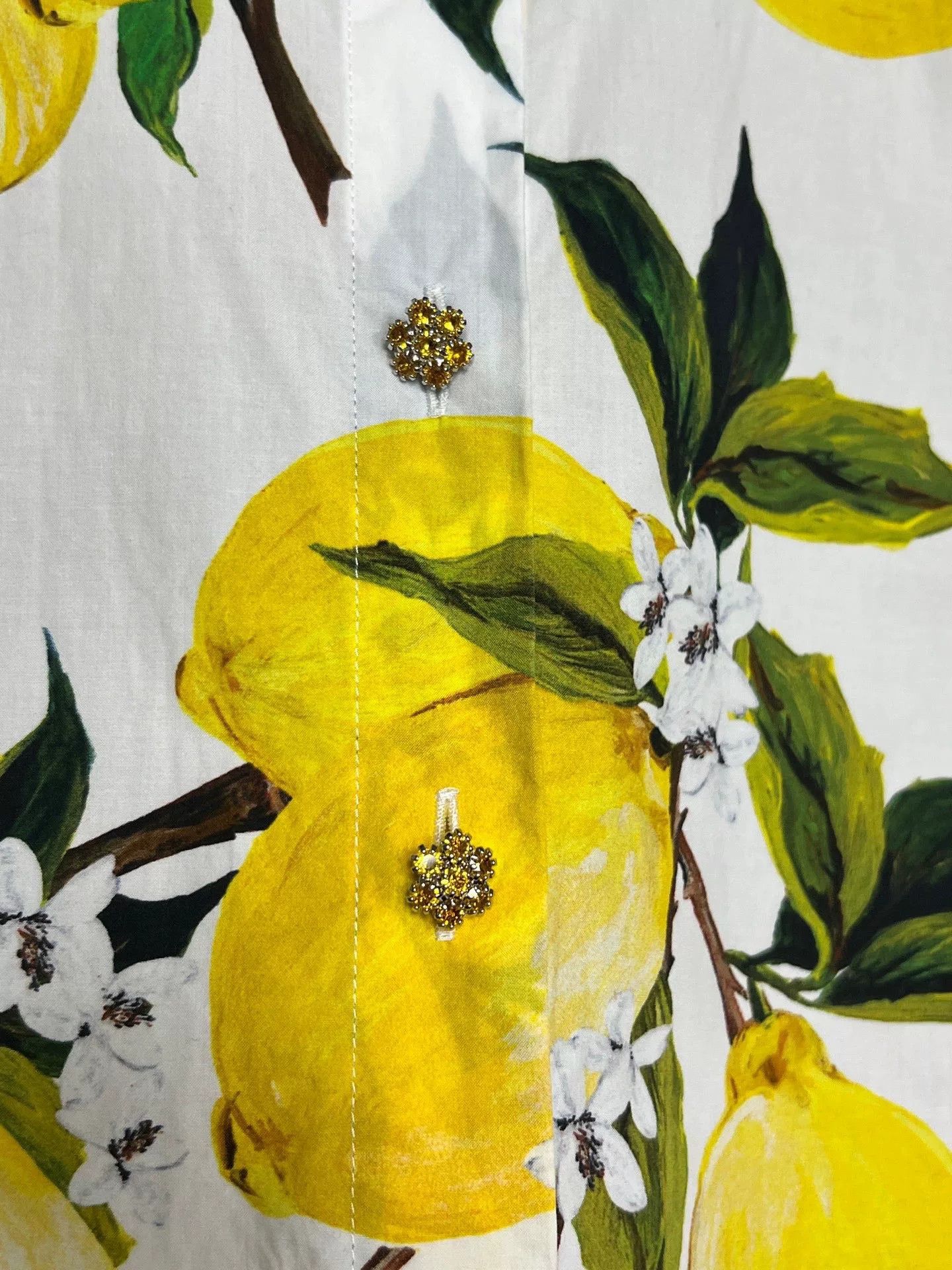 Dolce & Gabbana D&G Diamond Button Lemon Short-Sleeve Shirt Size S / US 4 / IT 40 - 3 Thumbnail