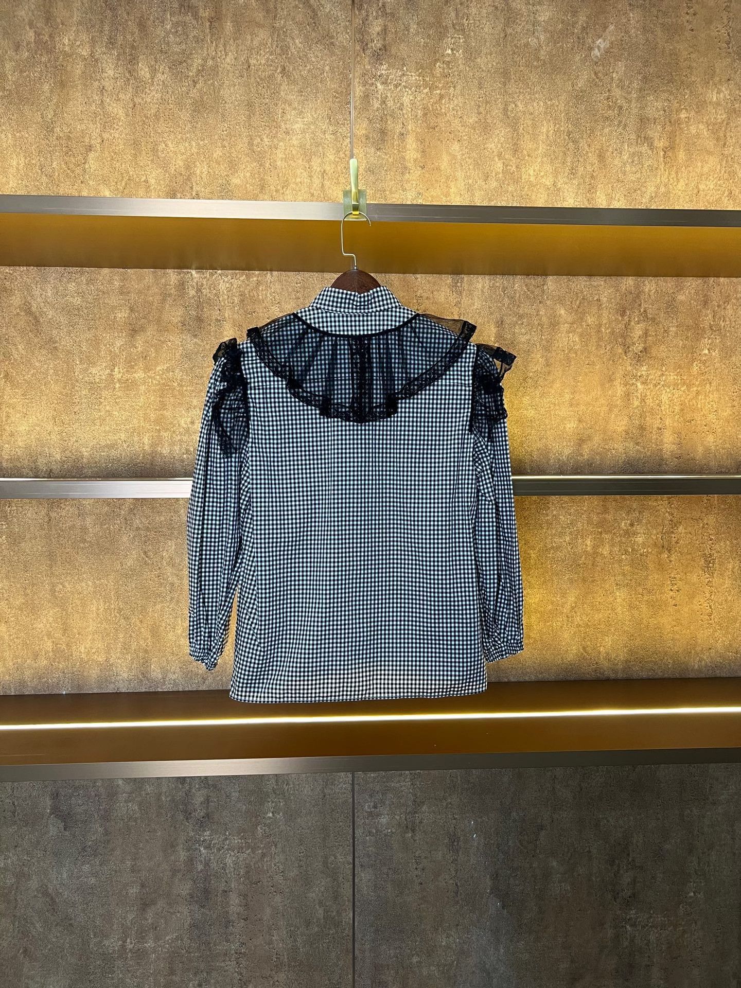 Miu Miu Miu Miu Lace Trim Check Shirt Size XS / US 0-2 / IT 36-38 - 2 Thumbnail