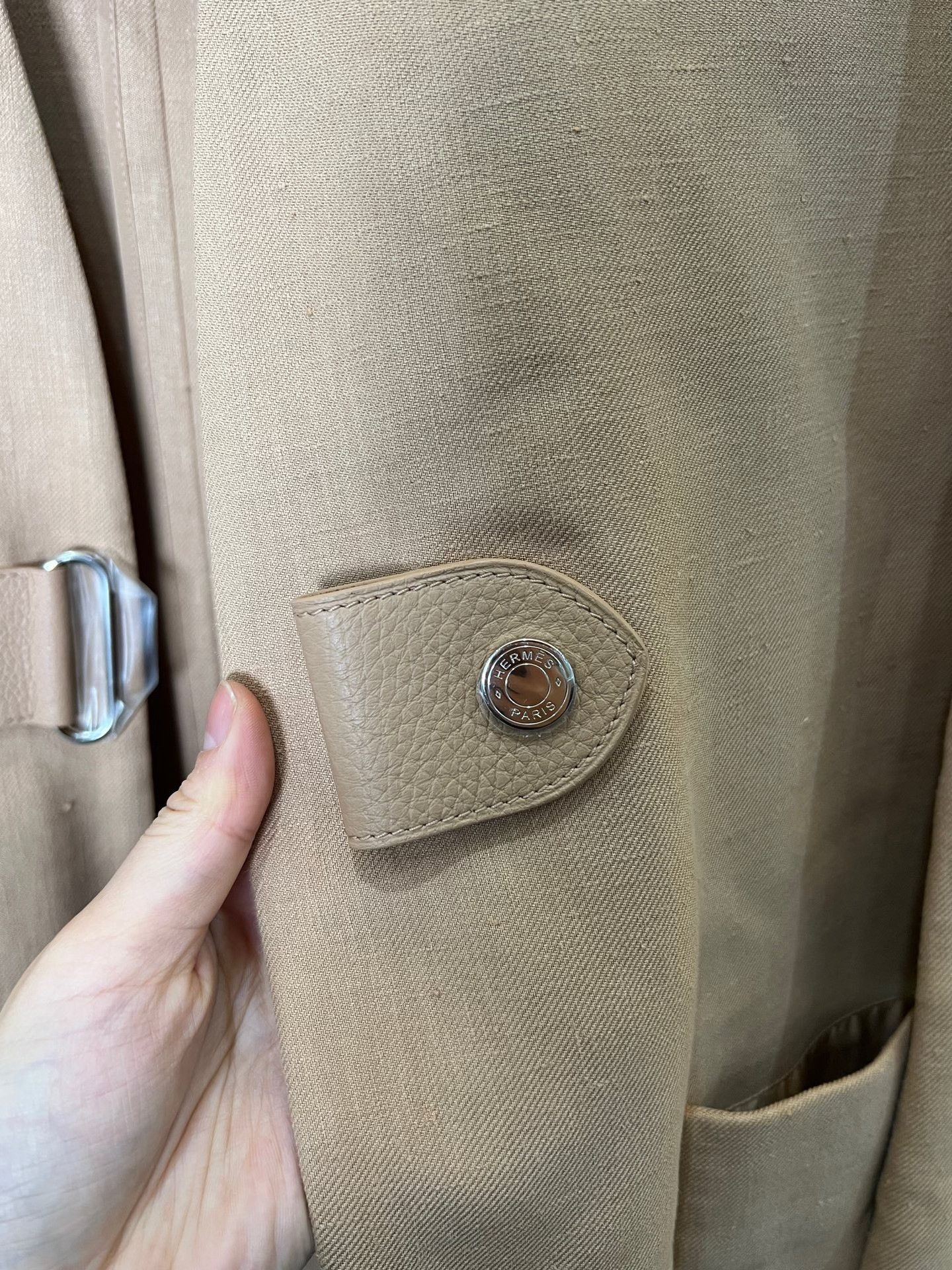 Hermes Hermes Khaki Linen Coat Size XXS / US 00 / IT 34 - 3 Thumbnail