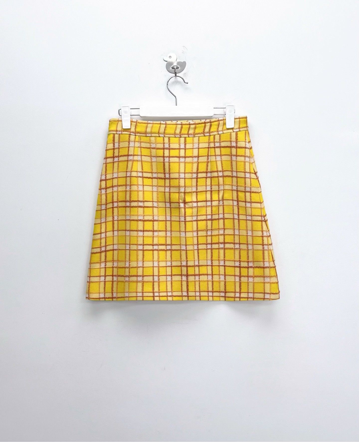 Gucci Gucci Yellow Plaid Wool Knit Skirt Size 42" / US 20 - 2 Thumbnail