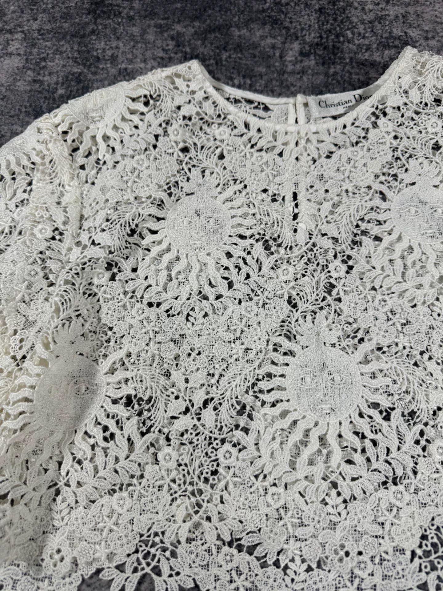 Dior Dior White Sunflower Lace Top Size S / US 4 / IT 40 - 3 Thumbnail