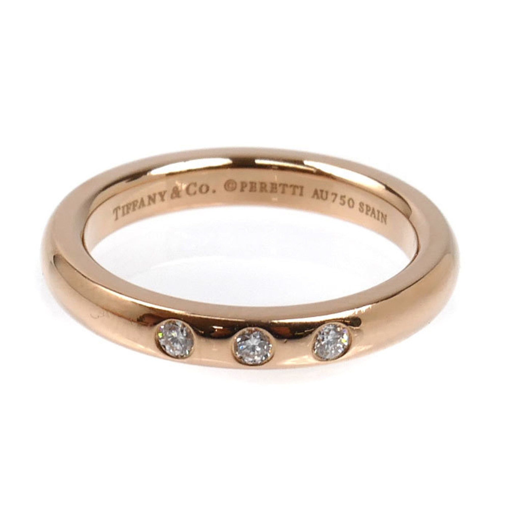 Tiffany & Co. TIFFANY&Co. Tiffany 18KPG Pink Gold Stacking Band Ring with 3 Diamonds, 3.4g, Women's Size ONE SIZE - 3 Thumbnail